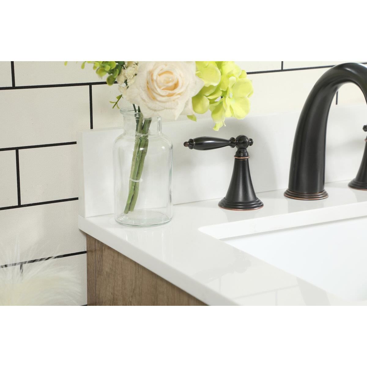 Shown in Natural Oak finish and With Backsplash accent