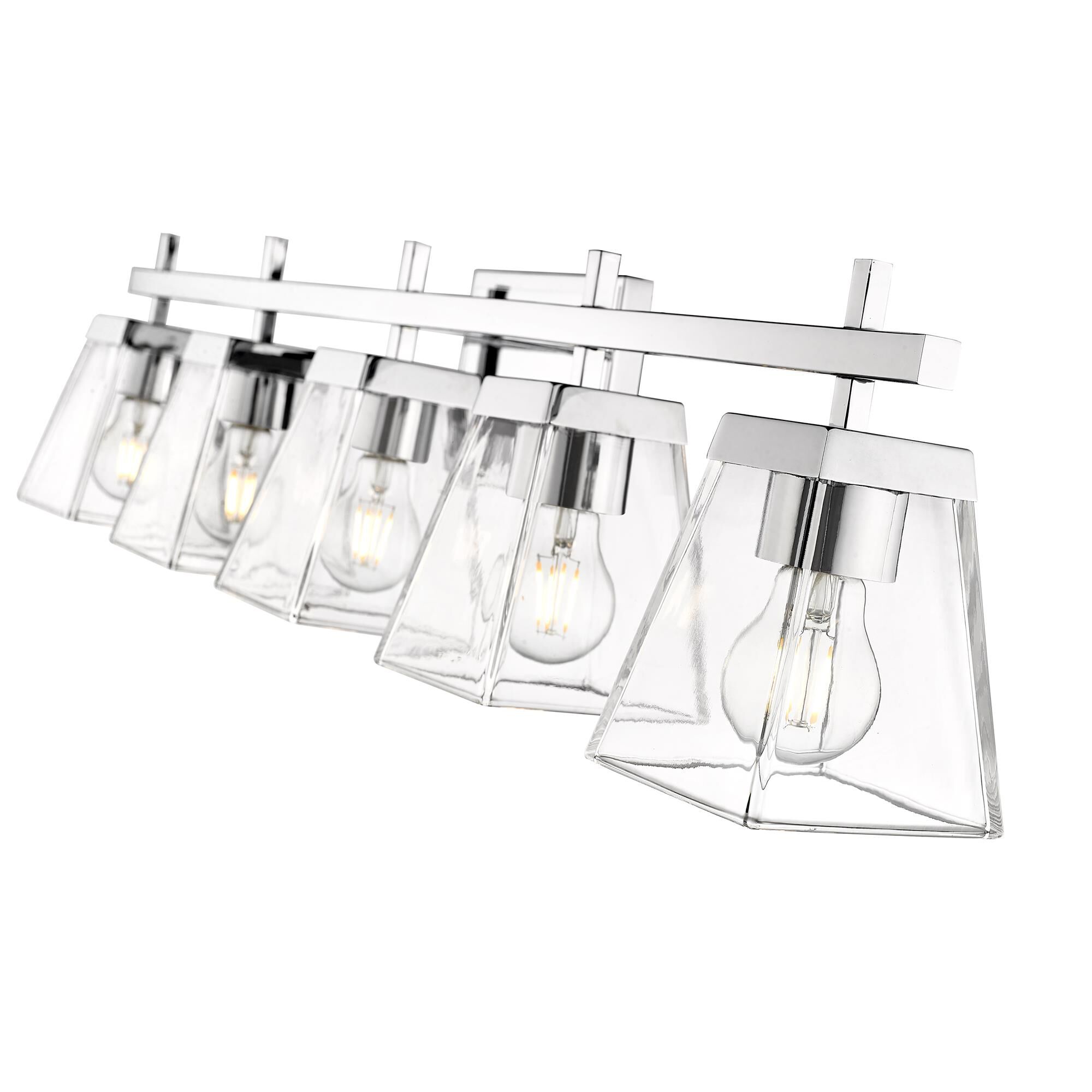 Shown in Chrome finish and Clear glass
