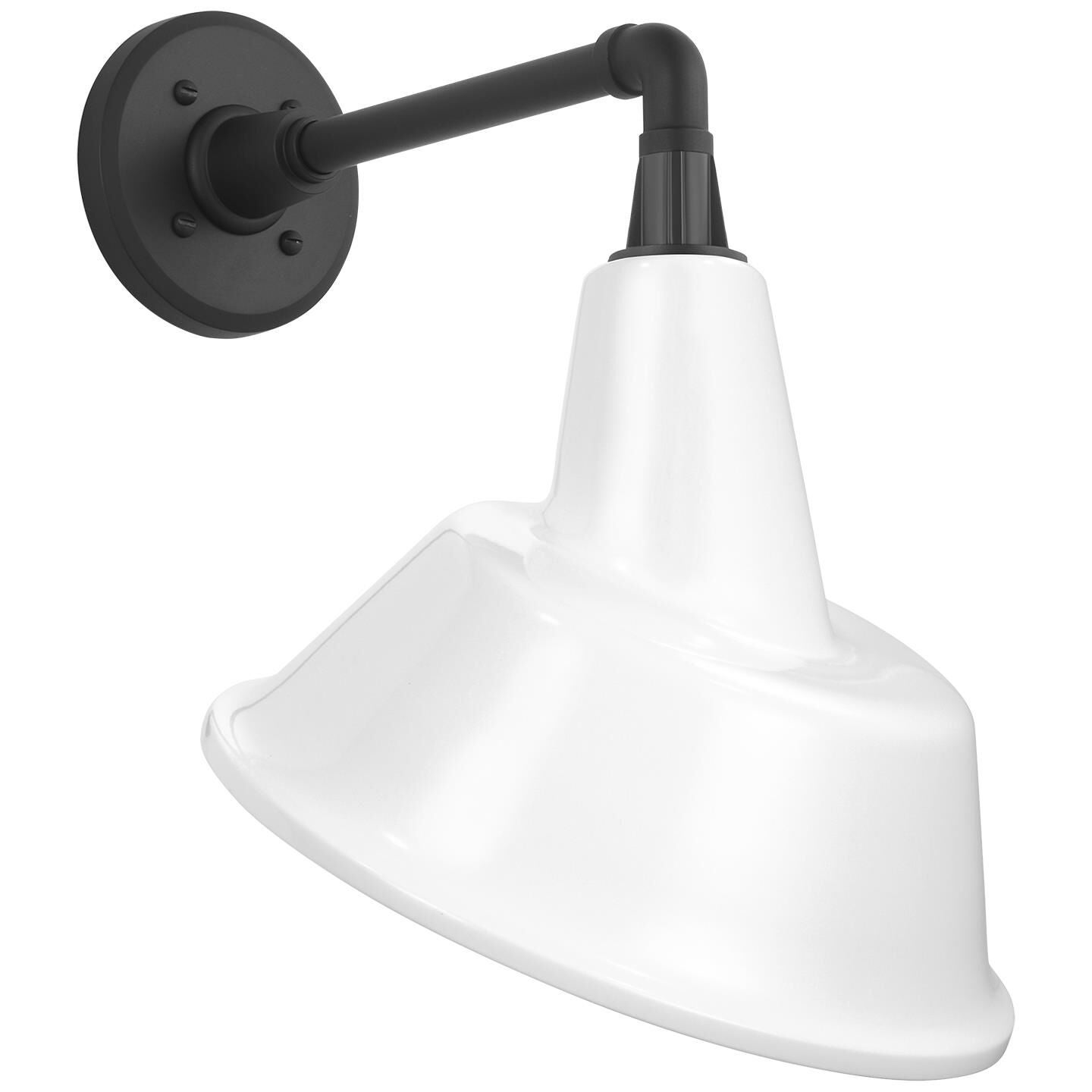 Shown in Matte Black finish and White Bowers shade