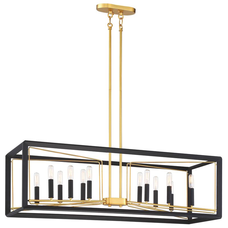 Sable Point 38 Inch 12 Light Linear Suspension Light by Metropolitan Lighting