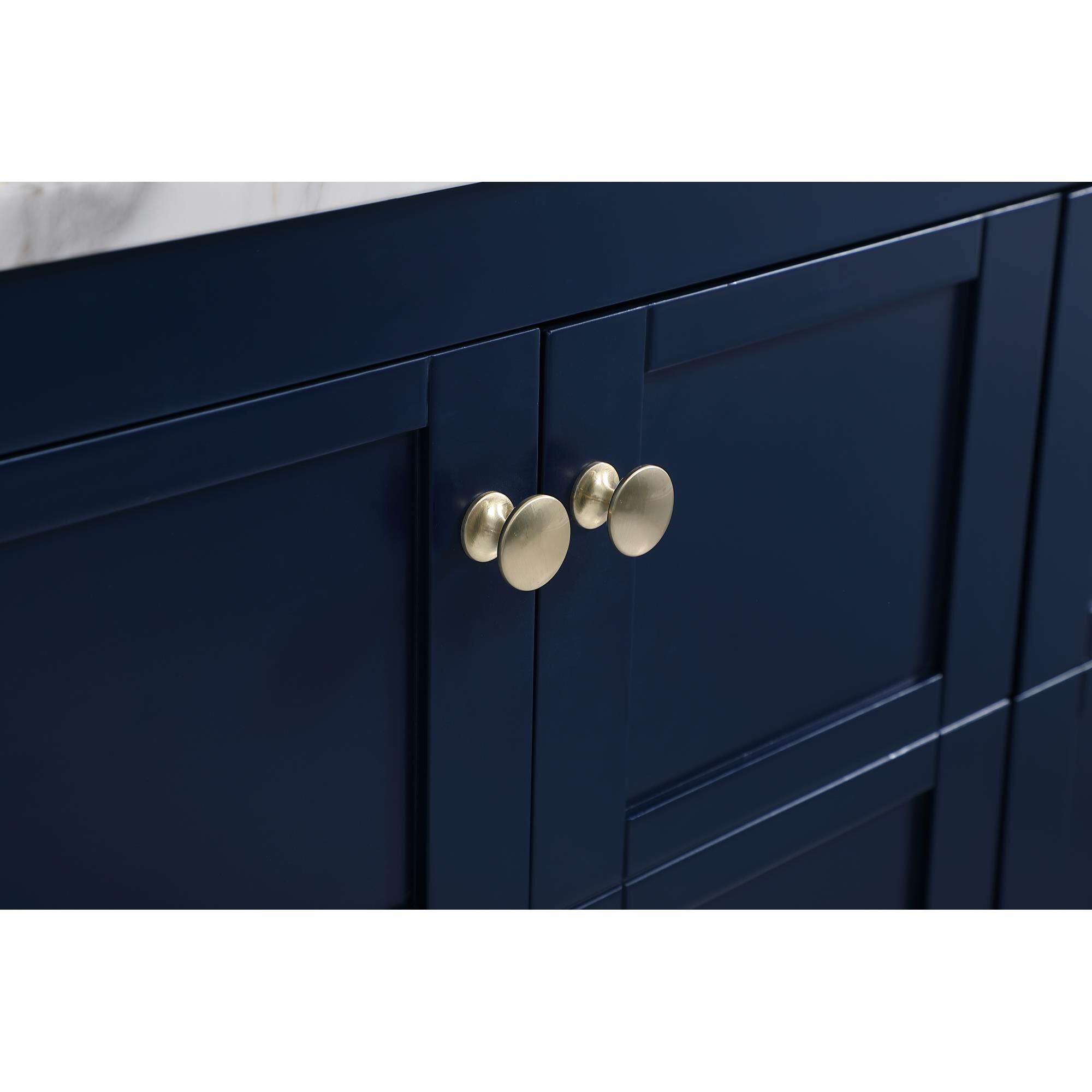 Shown in Blue And Gold With Carrara White Marble finish