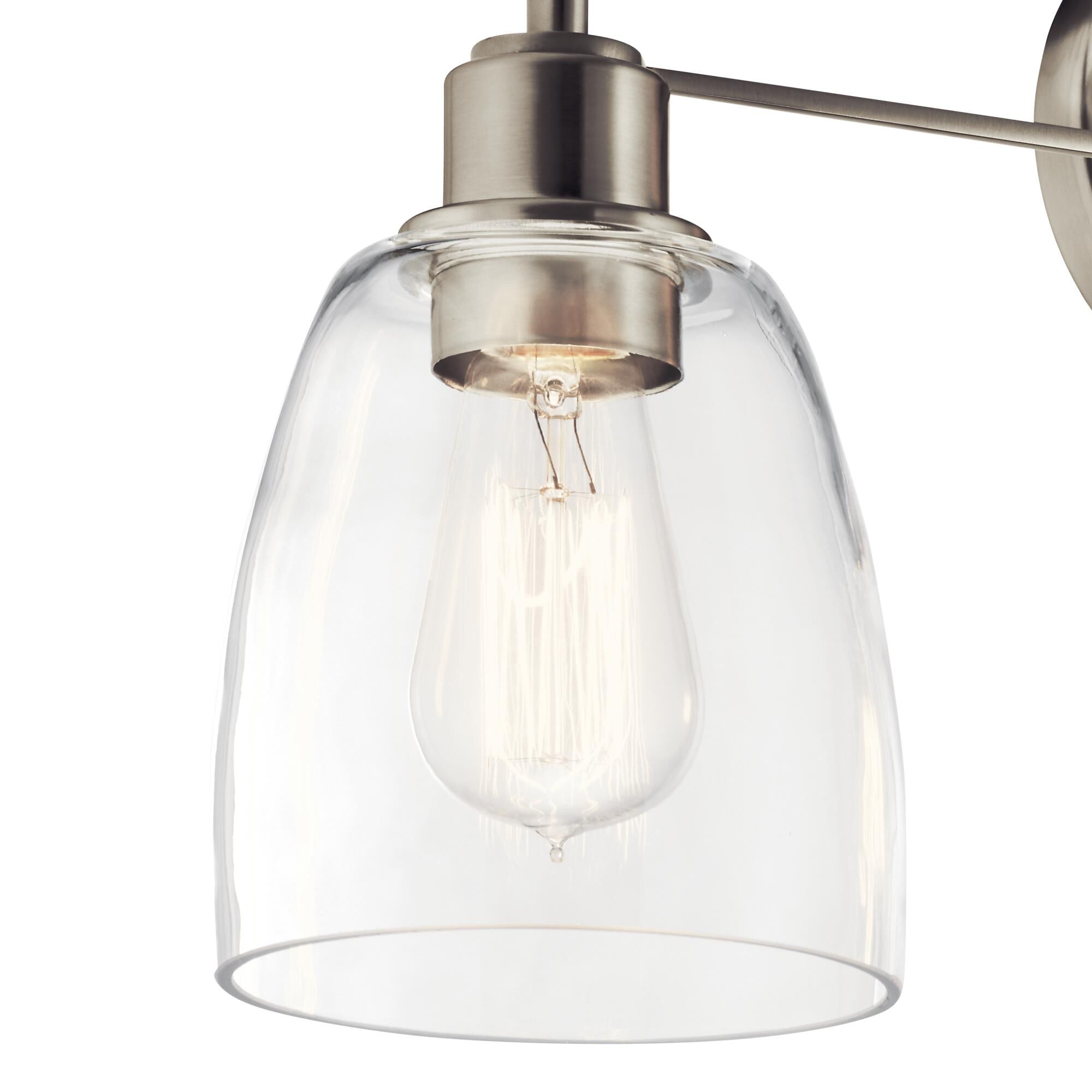 Shown in Nickel Textured finish and Clear glass