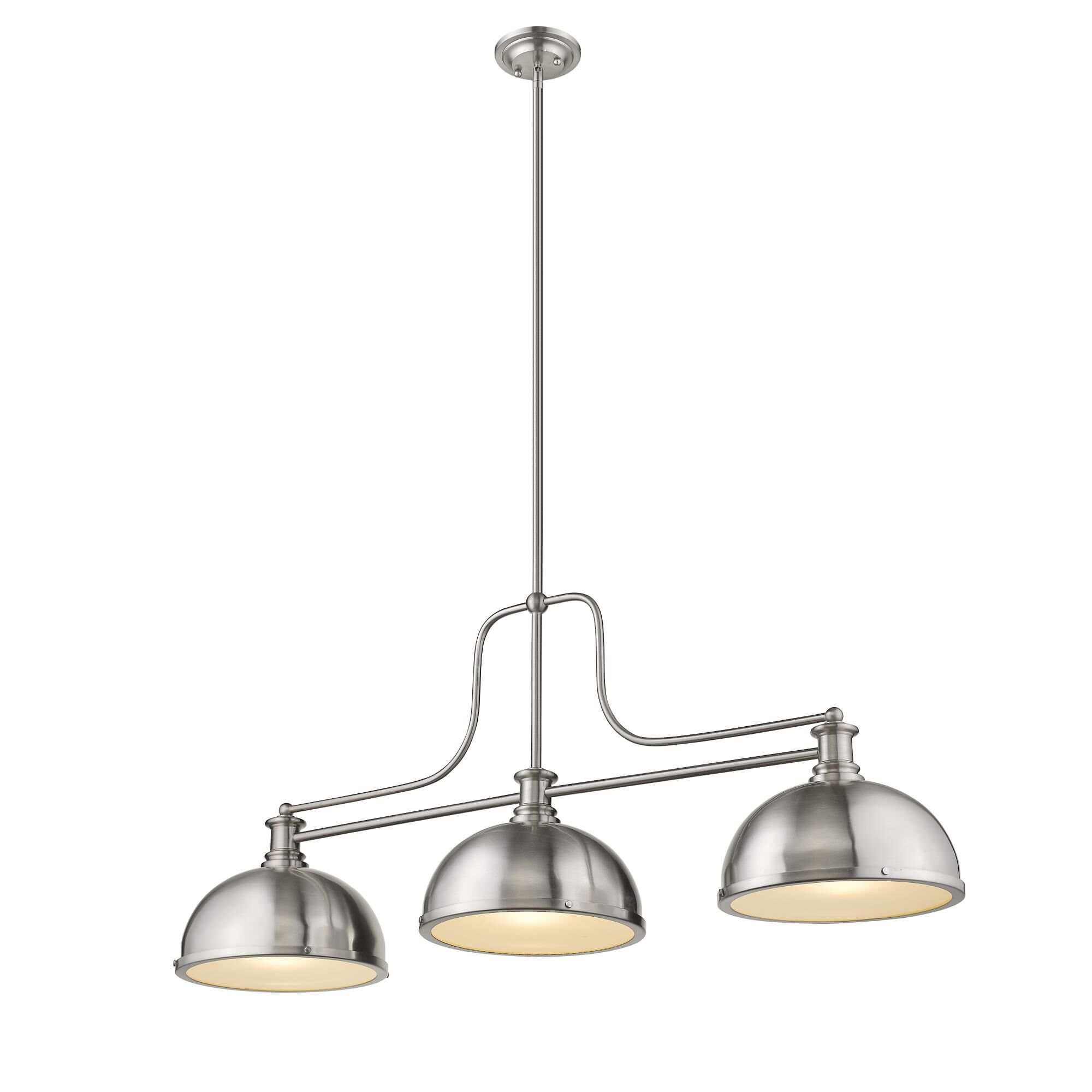 Shown in Brushed Nickel finish and Metal + glass and Metal + Glass shade