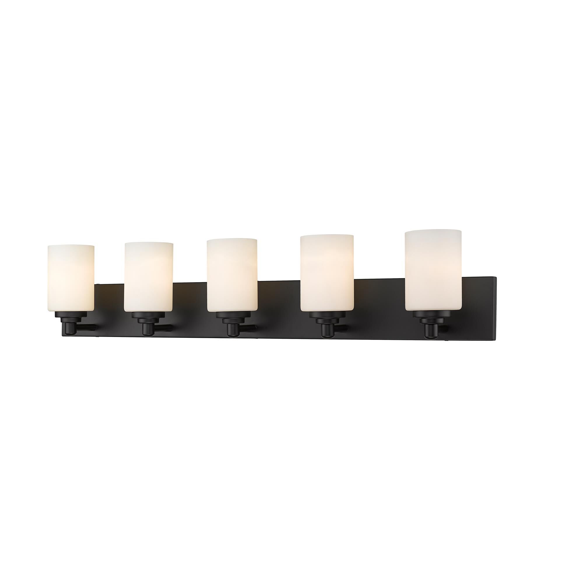 Shown in Matte Black finish and Glass shade