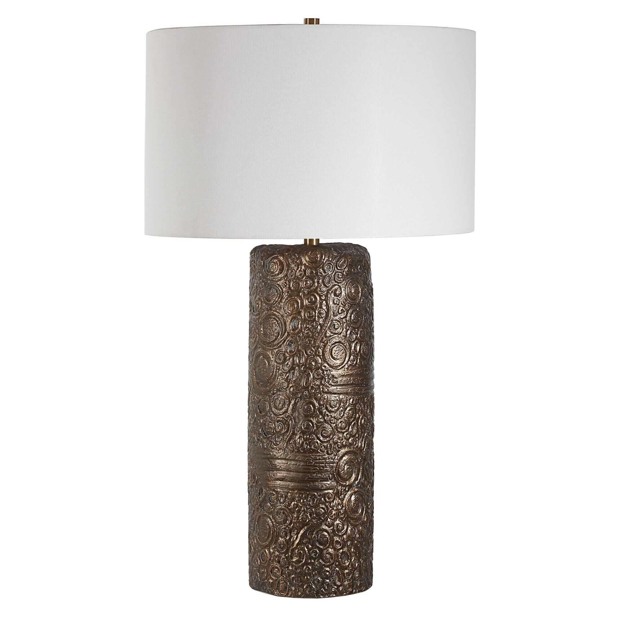 Shown in Transform Your Space With The Charm Of Nostalgia Embodied In Our Ceramic Table Lamp. Its Whimsical C finish and Round Drum Hardback shade