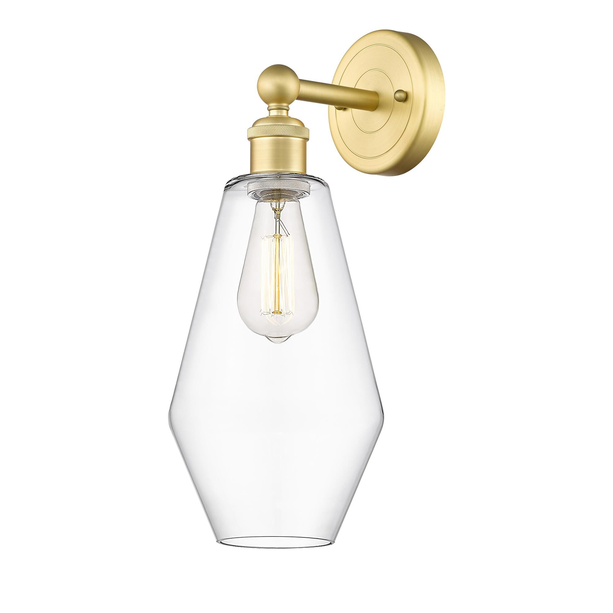 Shown in Satin Gold finish and Clear glass