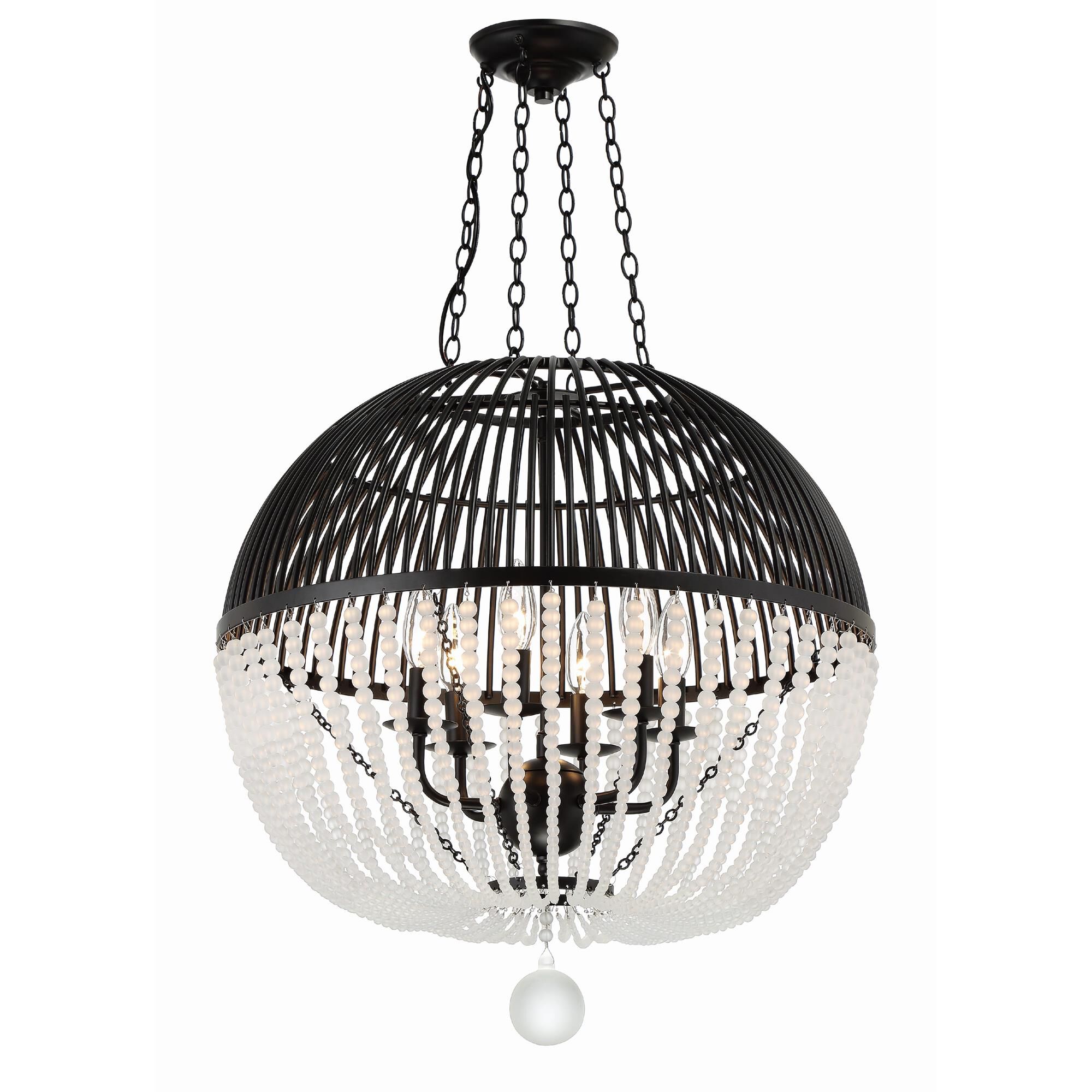 Shown in Matte Black finish and Frosted Glass Beads crystal
