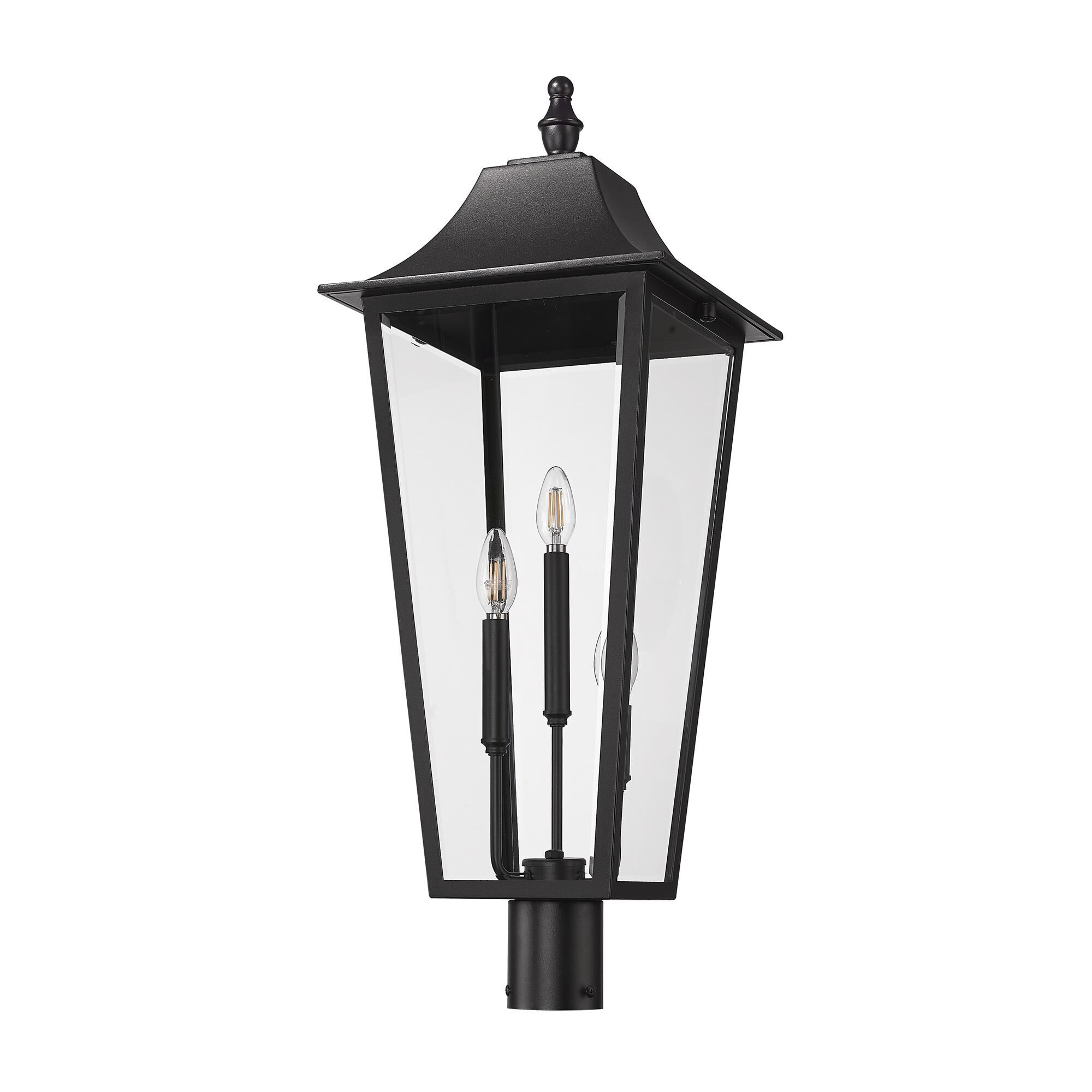 Shown in Black finish and Clear Beveled glass and Clear Beveled shade