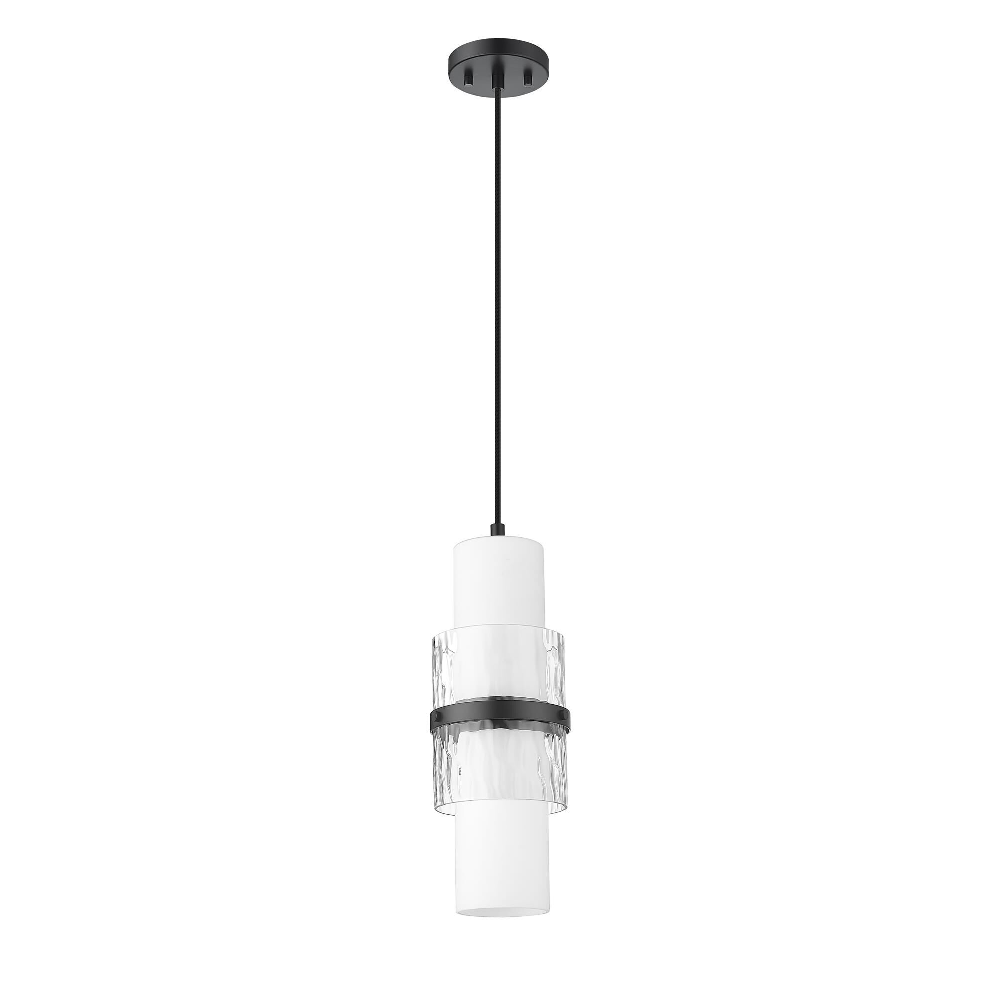 Shown in Matte Black finish and Clear and Etched Opal glass