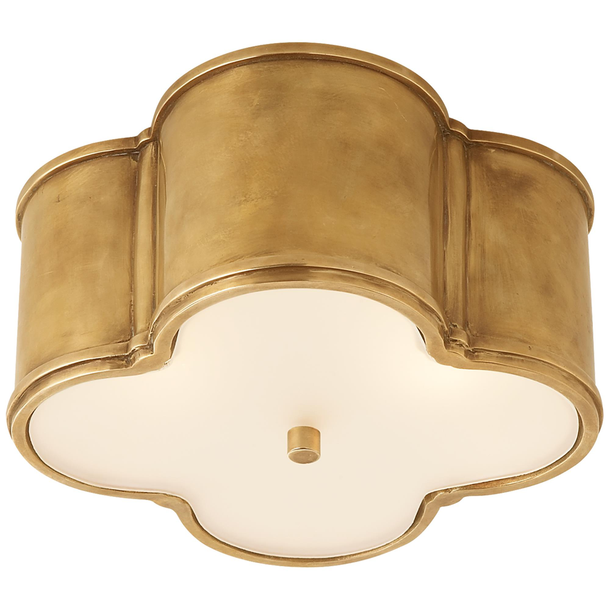 Shown in Natural Brass finish and Frosted glass