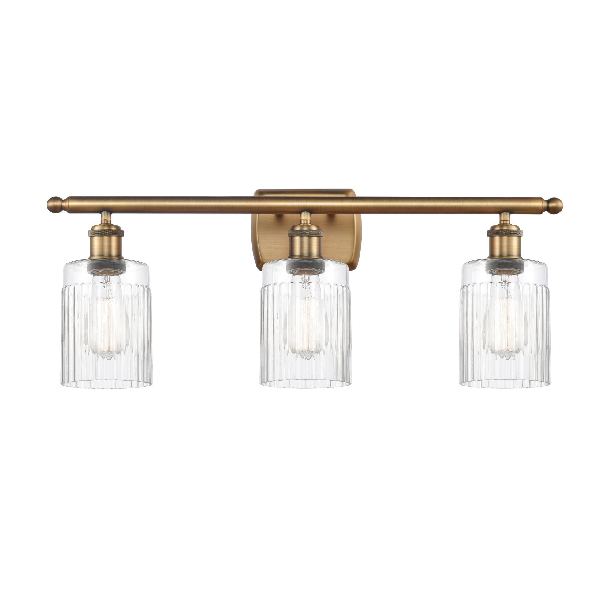 Shown in Brushed Brass finish and Drum glass and Glass shade