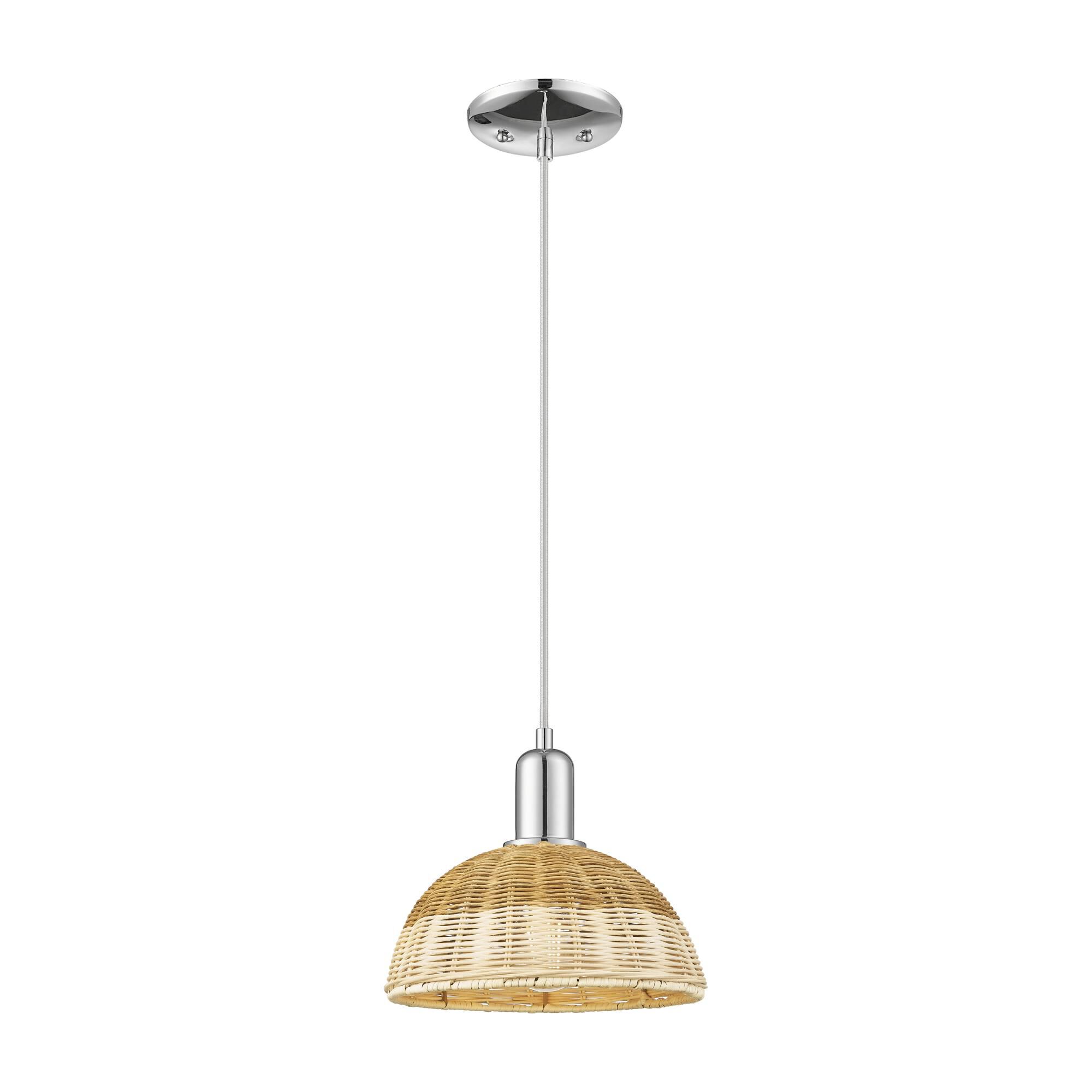 Shown in Polished Chrome finish and Natural Fiber shade