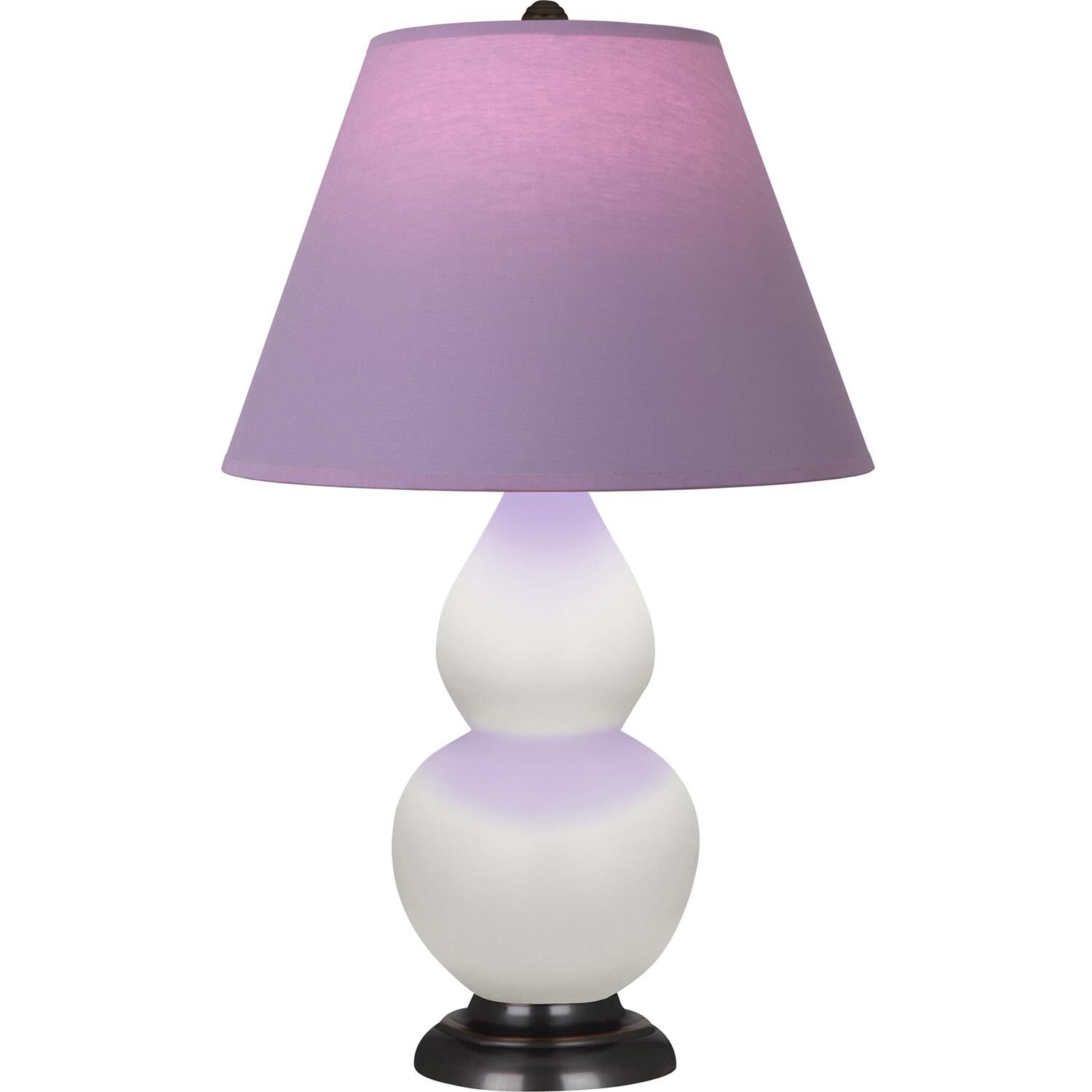 Shown in Matte Lily finish and Lavender and Plum shade and Deep Patina Bronze accent