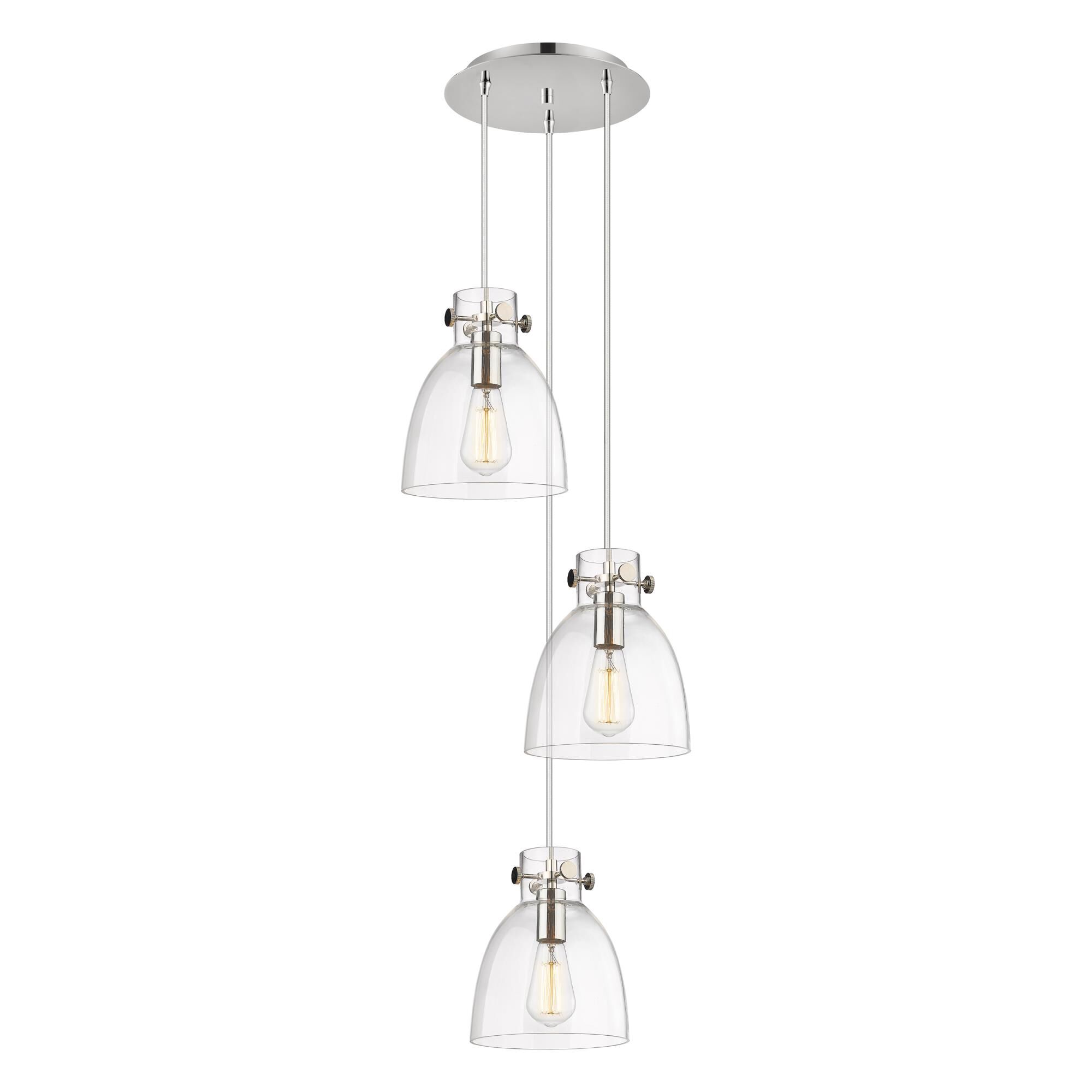 Shown in Polished Nickel finish and Clear glass and Clear Glass shade