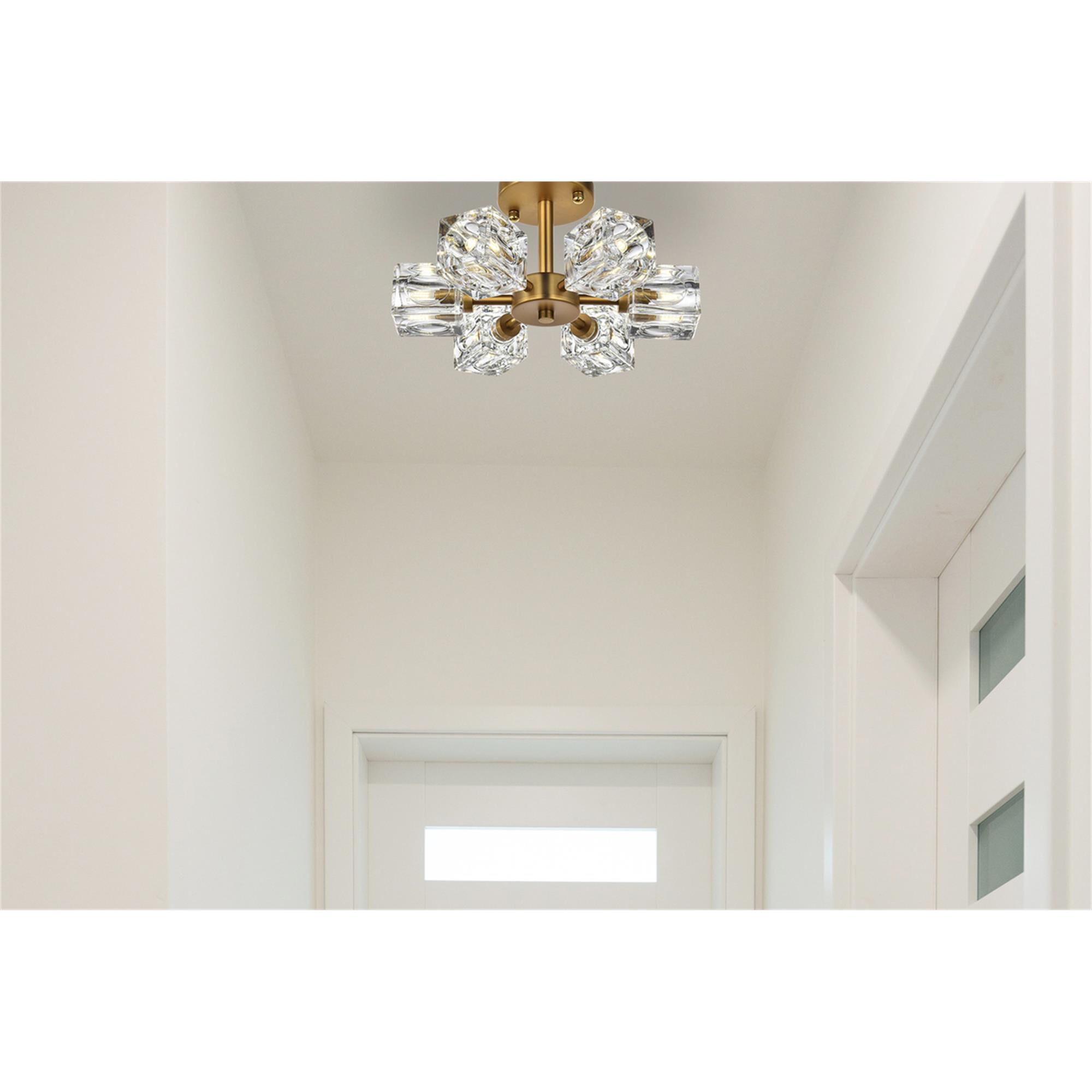 Shown in Satin Gold finish and Clear Royal Cut crystal