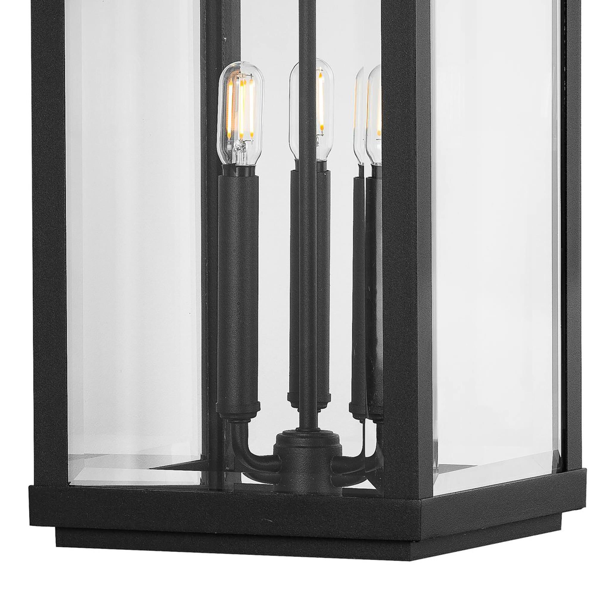 Shown in Textured Black finish and Clear Beveled glass