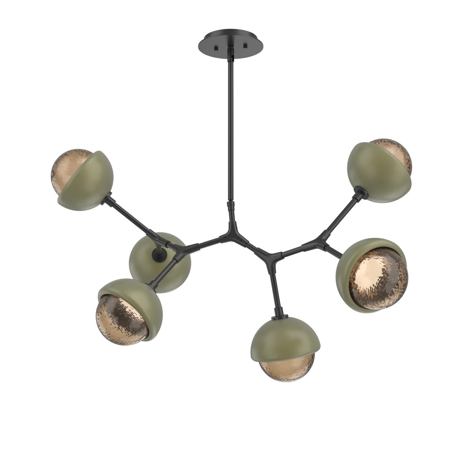 Shown in Matte Black finish and Bronze glass and Sage Green accent