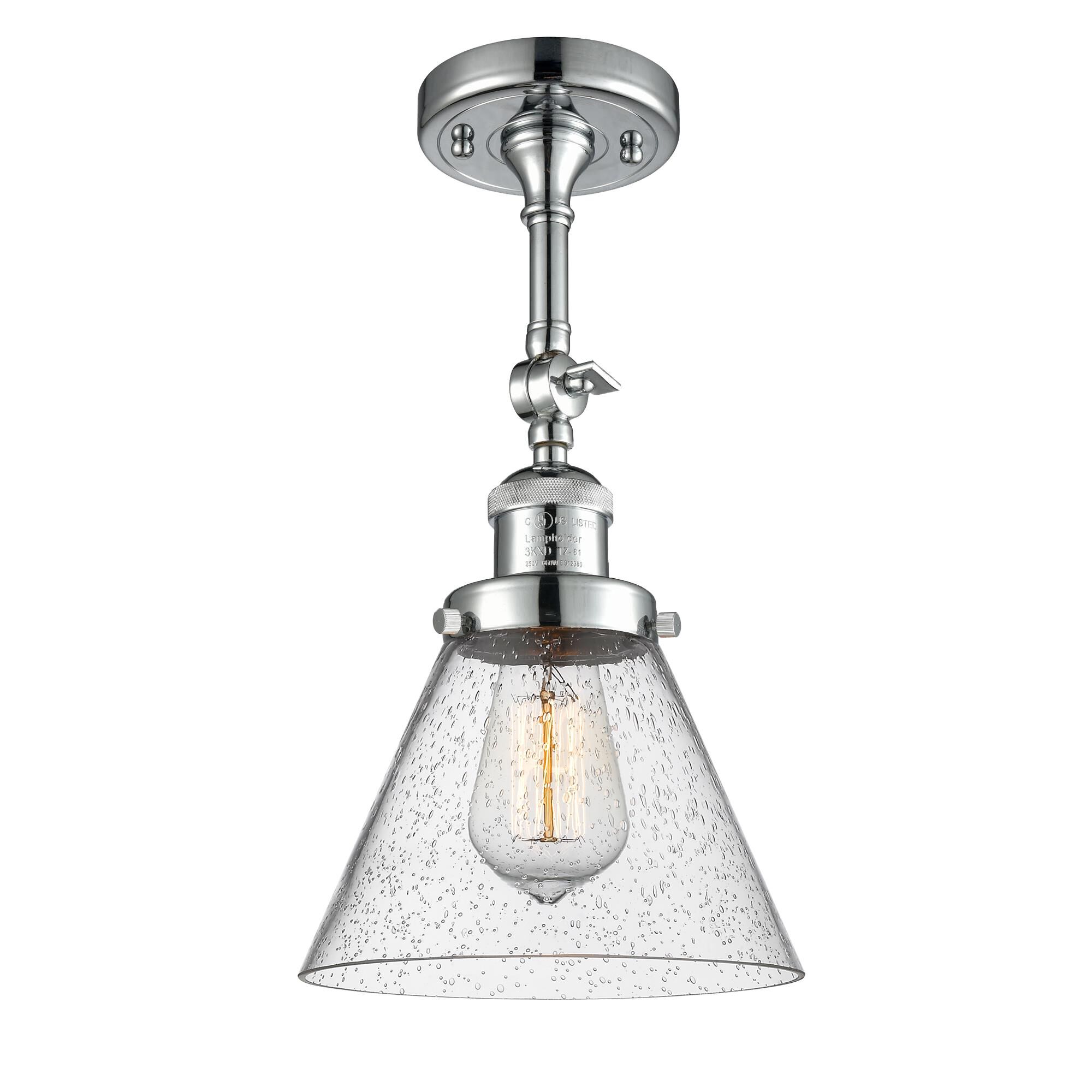 Shown in Polished Chrome finish and Seedy glass and None accent