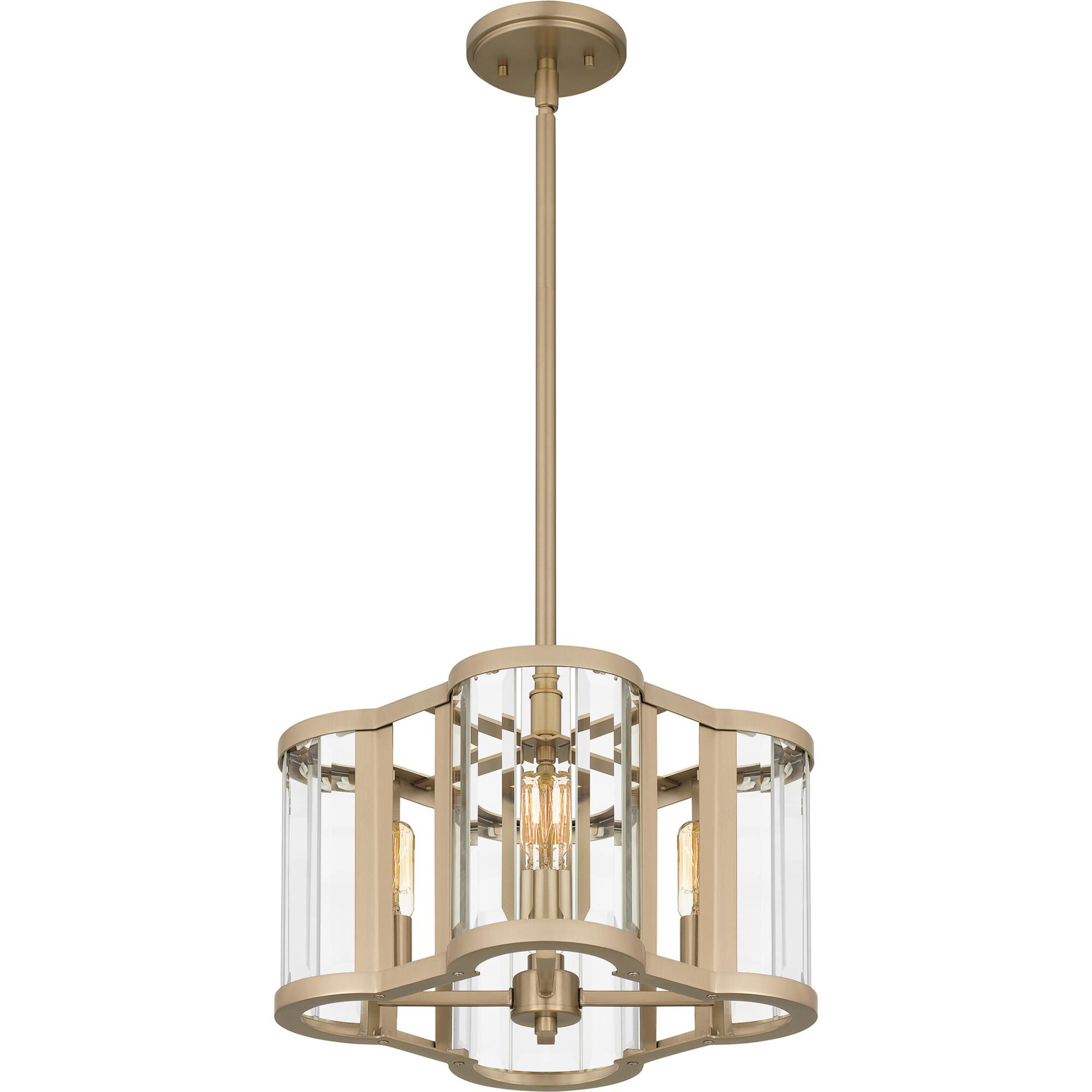 Shown in Bronze Gold finish and Clear Crystal Glass shade