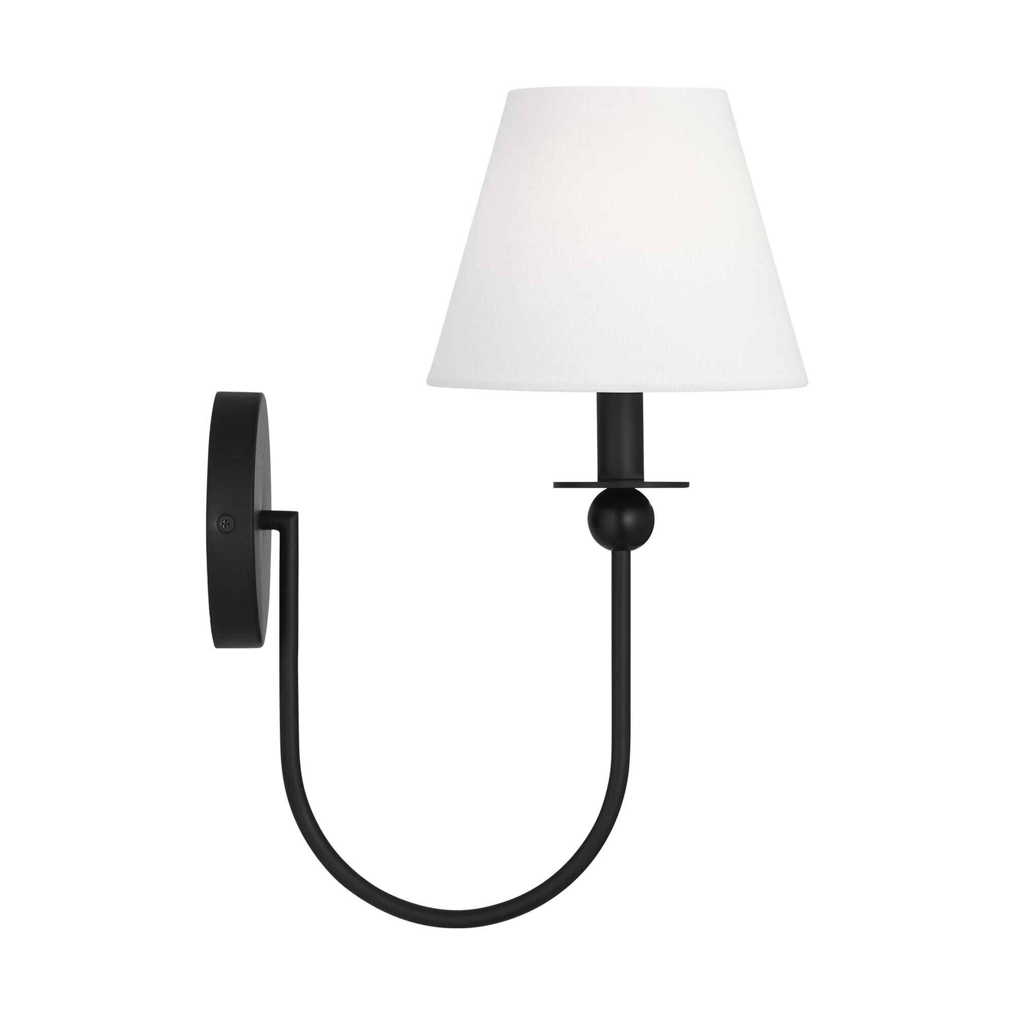 Shown in Midnight Black finish and White Linen shade