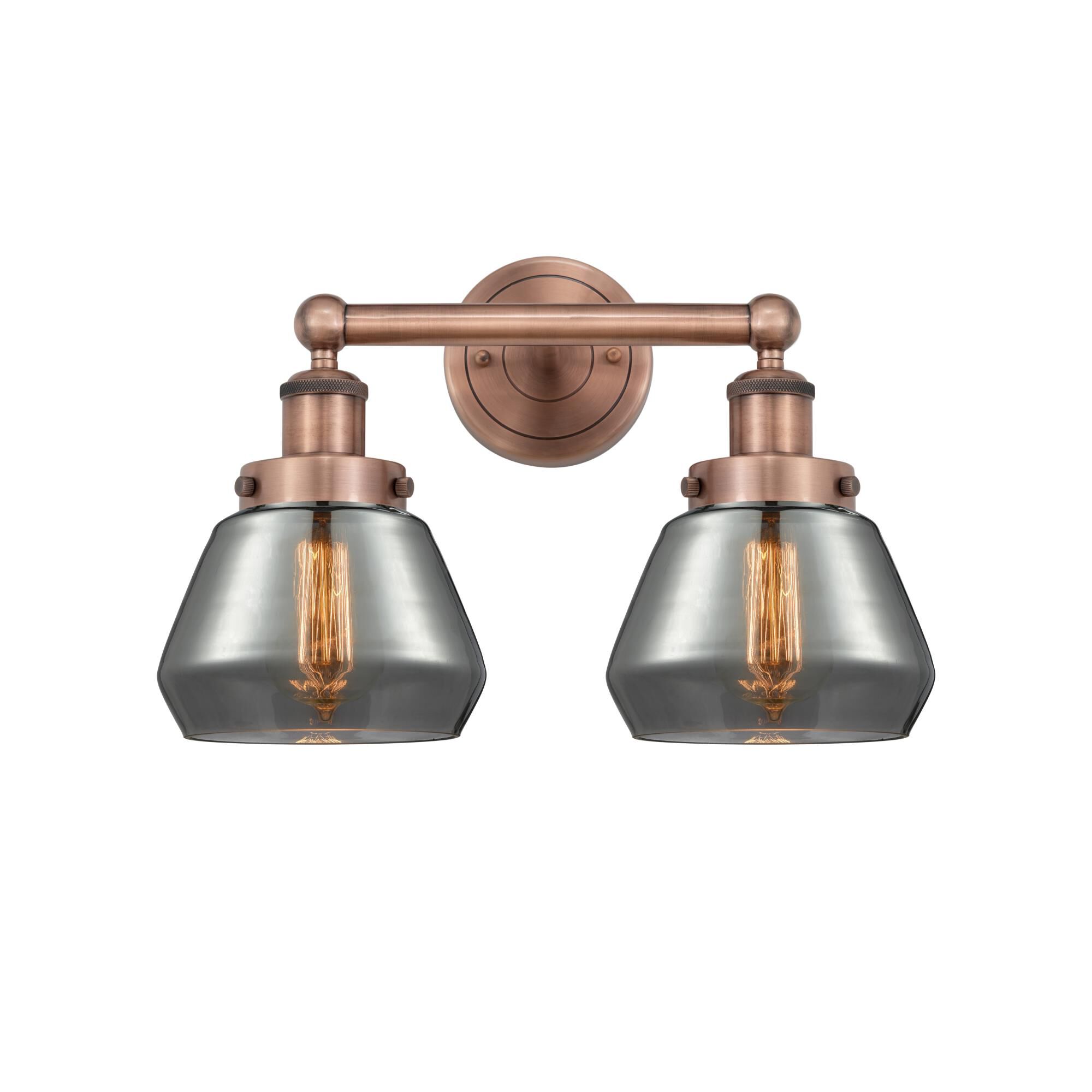Shown in Antique Copper finish and Plated Smoke glass