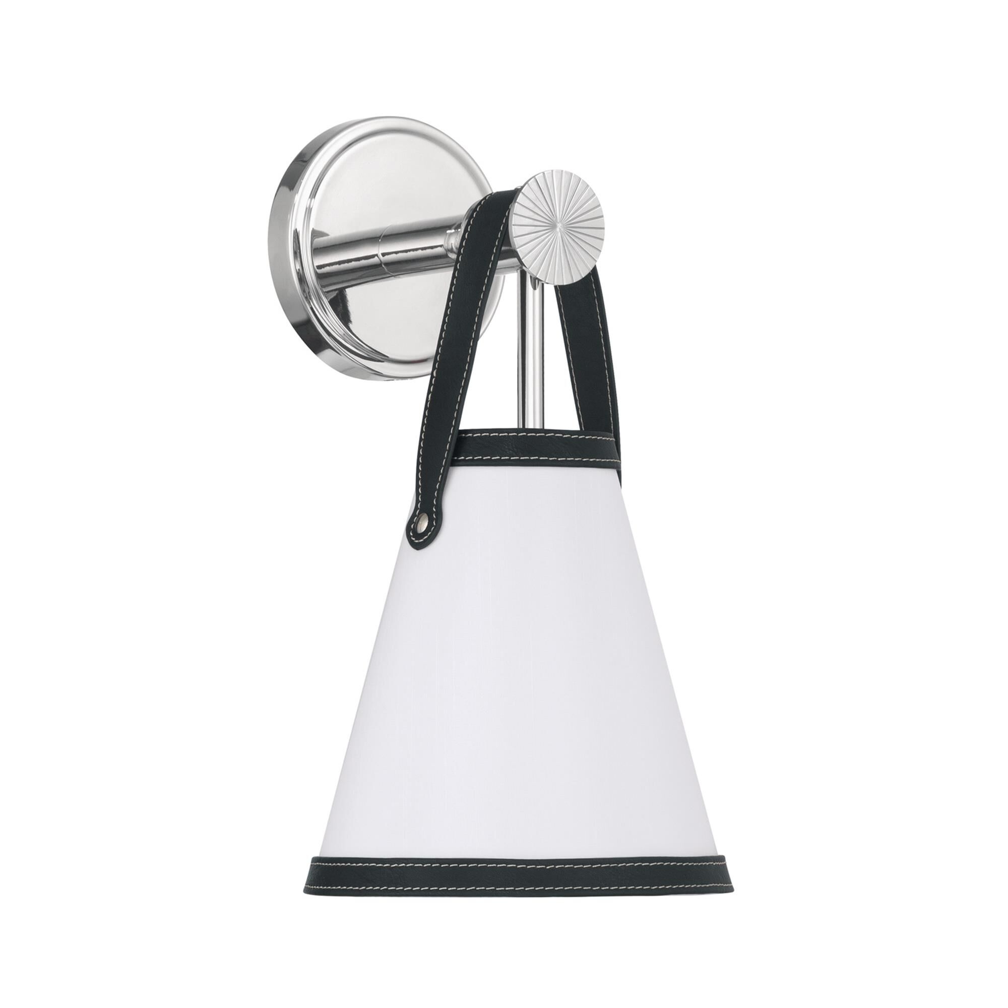 Shown in Polished Nickel finish and Fabric glass and Fabric shade