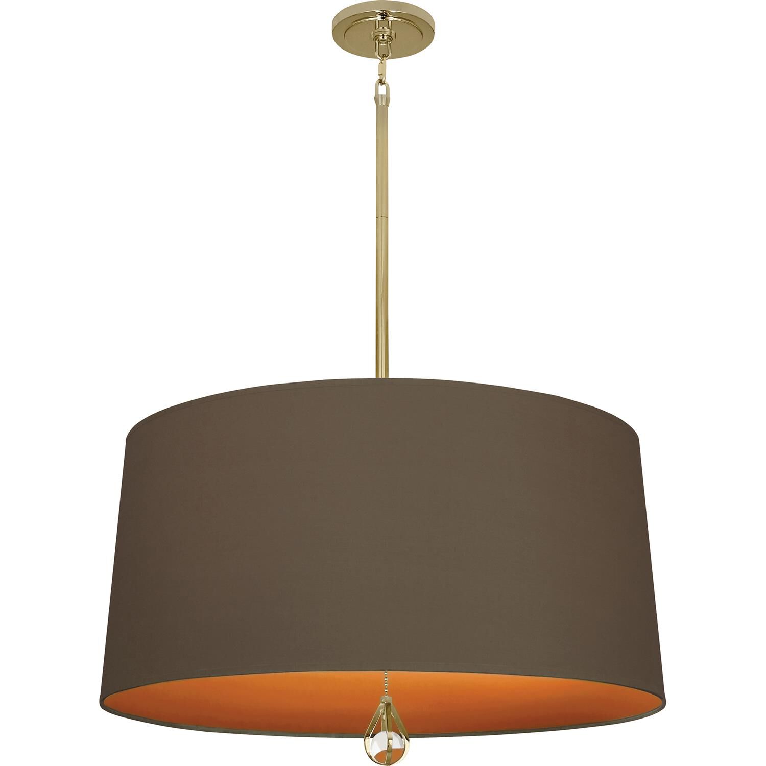 Shown in Modern Brass finish and Revolutionary Storm Fabric With William Of Orange Lining shade