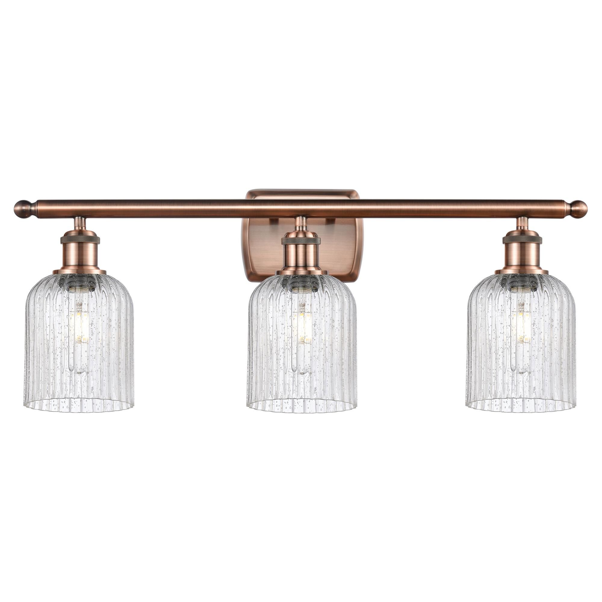 Shown in Antique Copper finish and Seedy shade