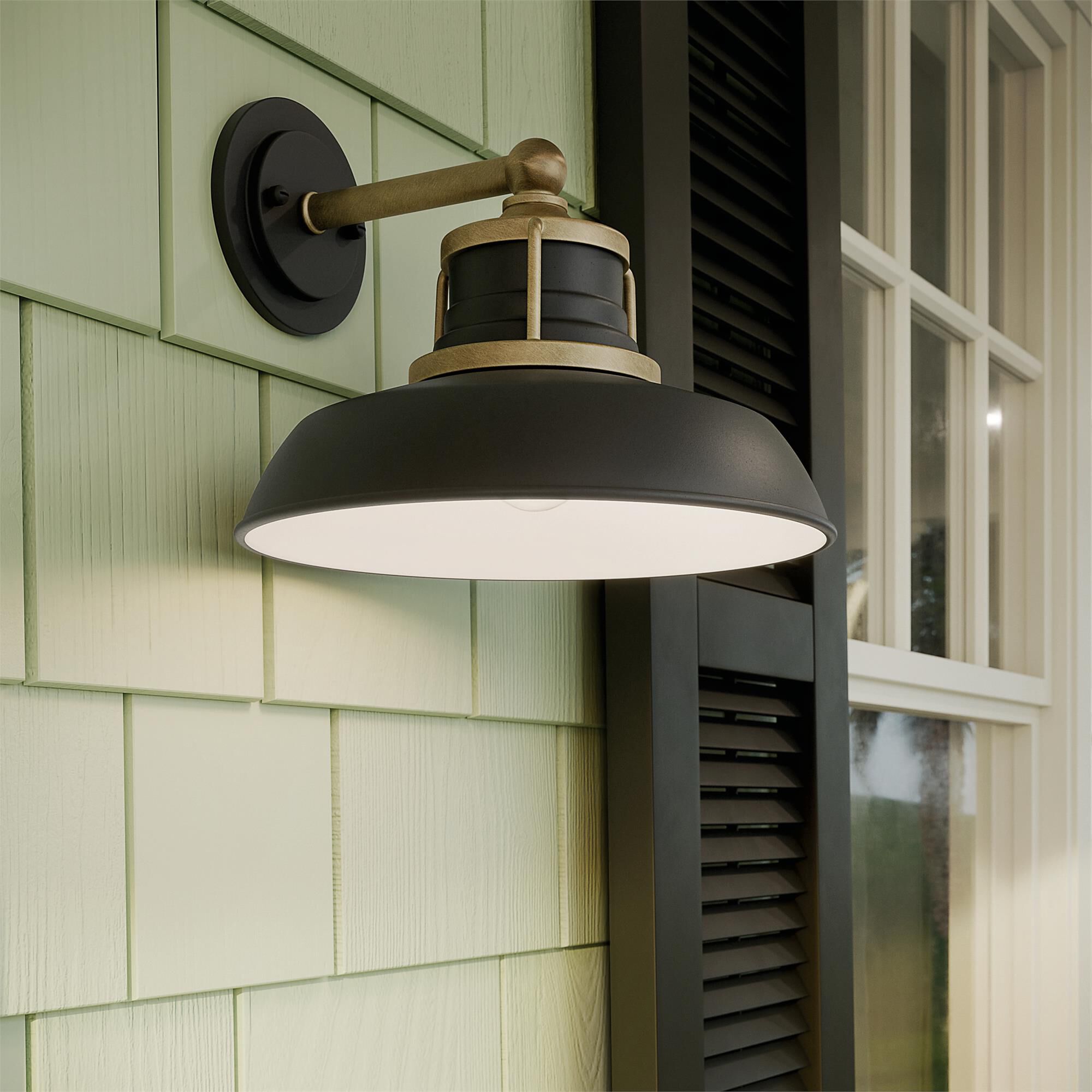 Shown in Natural Brass finish and Metal shade