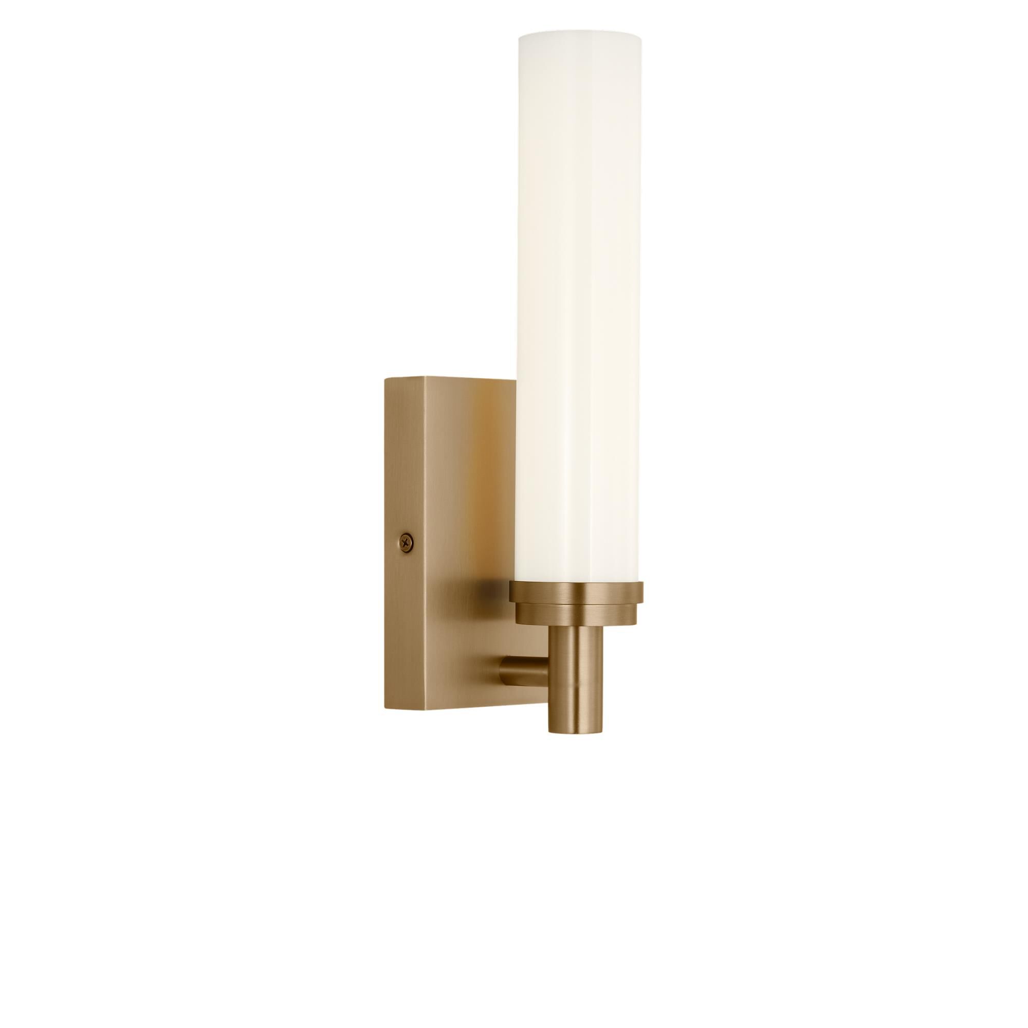 Shown in Satin Brass finish and White Acrylic shade