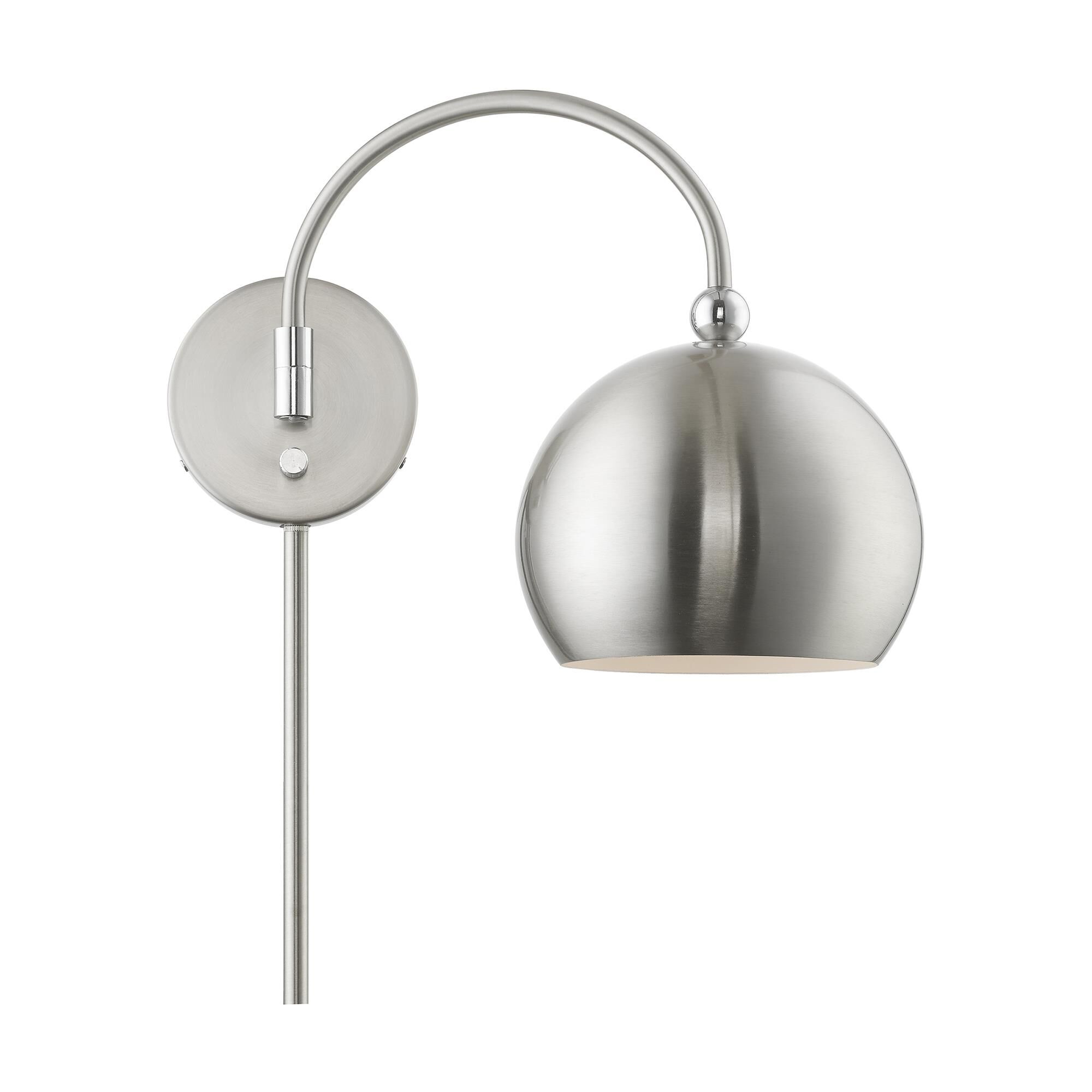 Shown in Brushed Nickel with Polished Chrome Accents finish and Brushed Nickel Steel With Shiny White Inside shade
