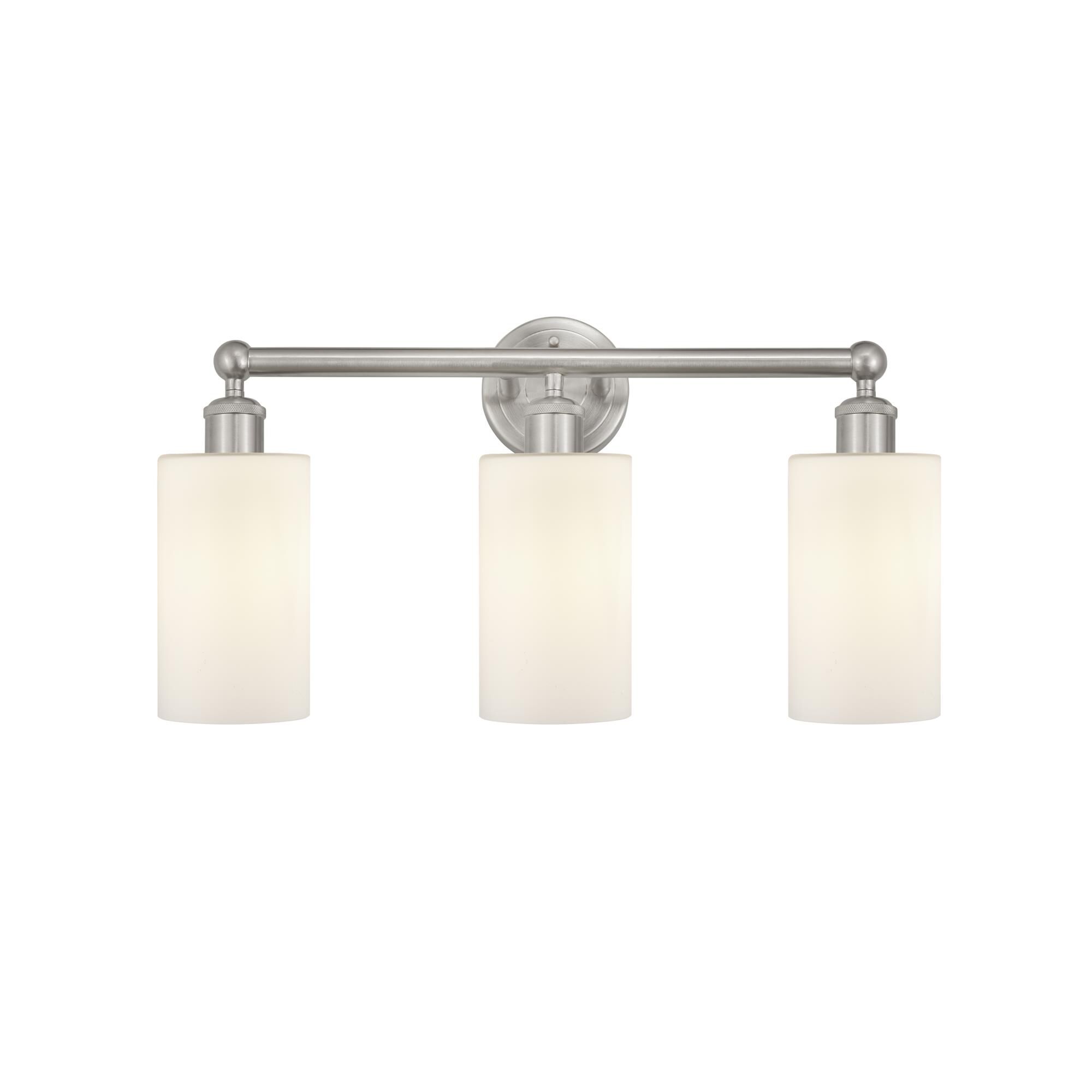 Shown in Brushed Satin Nickel, Matte White finish and Matte White glass and Matte White Glass shade