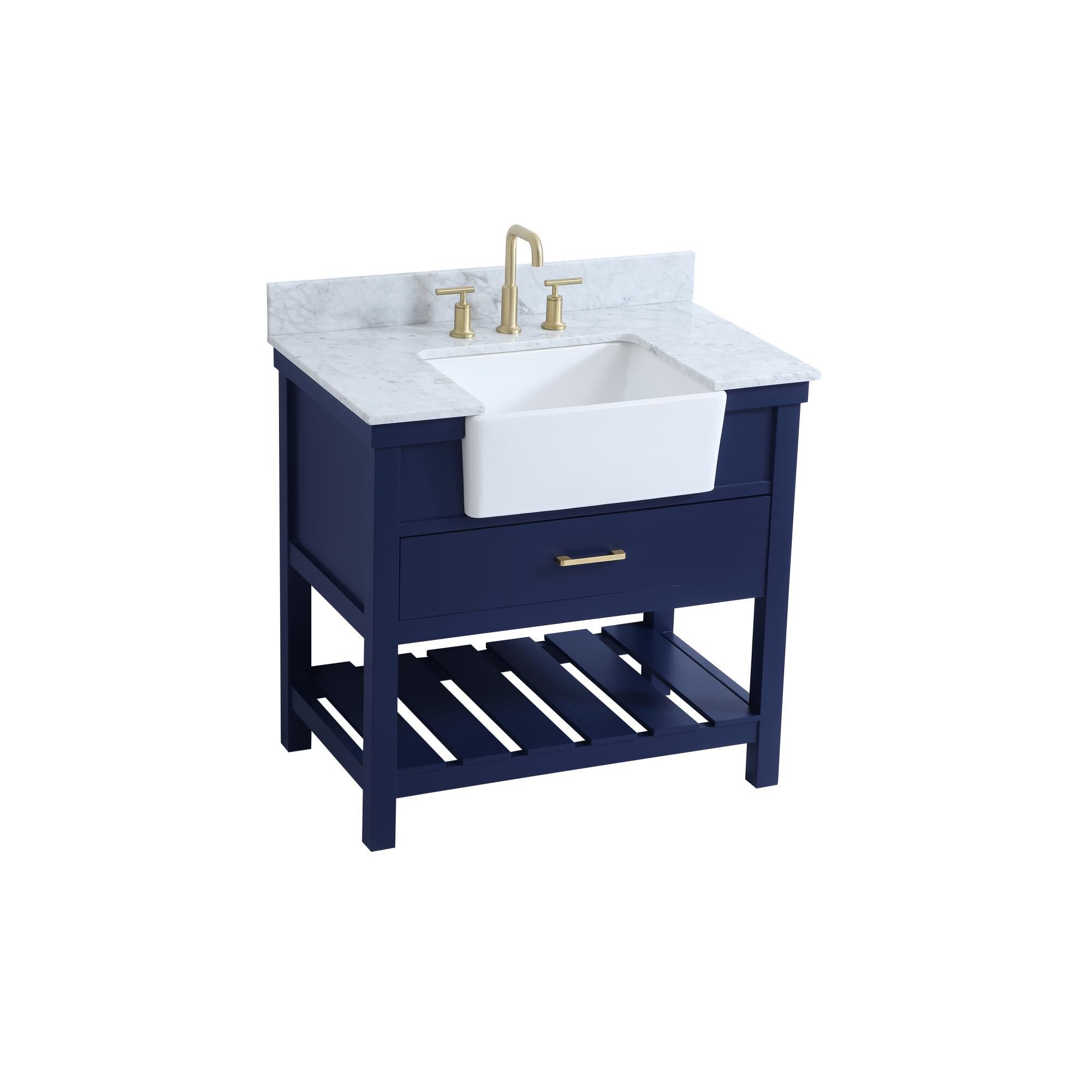 Shown in Blue finish and With Backsplash accent