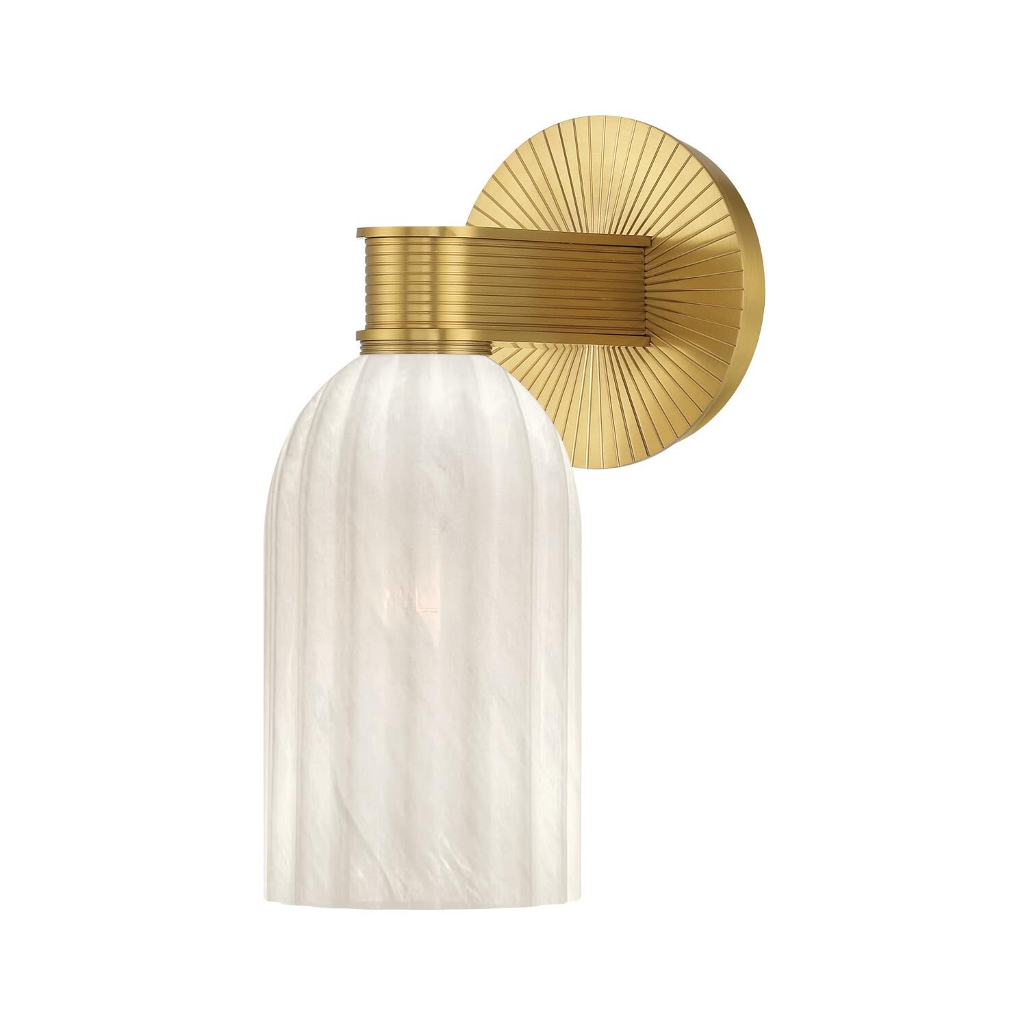 Shown in Luxe Gold finish and Strie glass and Strie Glass shade