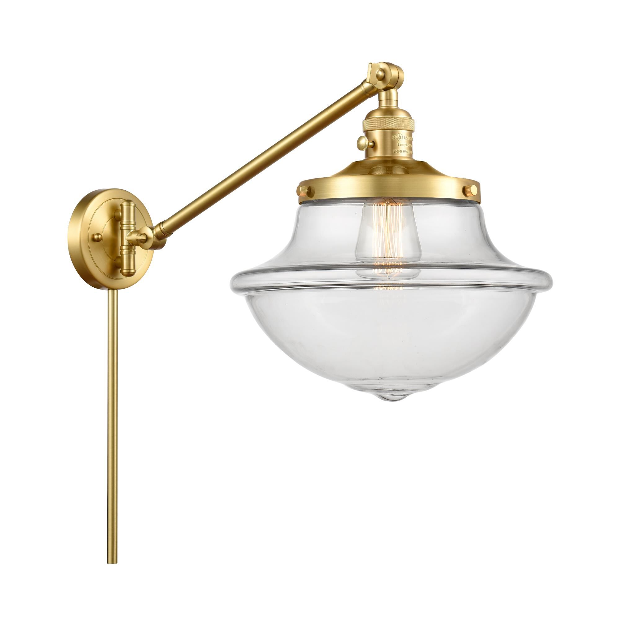 Shown in Satin Gold finish and Clear Large Oxford glass