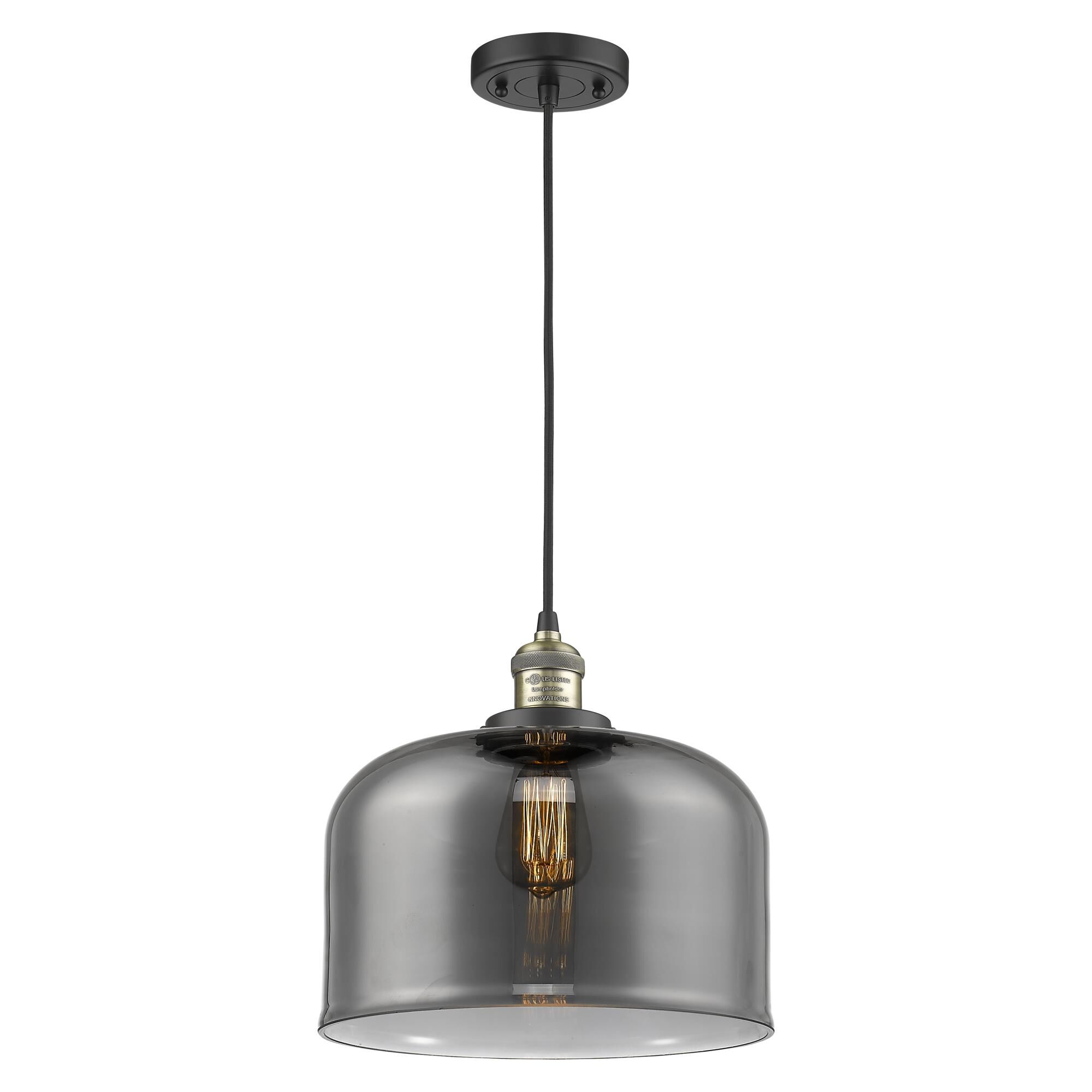 Shown in Black Antique Brass finish and Plated Smoked glass