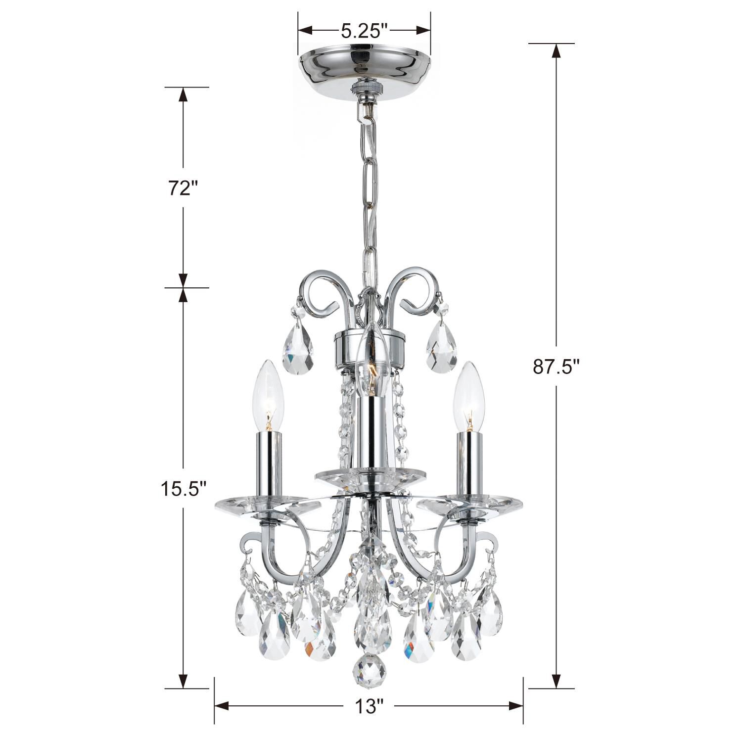Othello 13 Inch 3 Light Mini Chandelier by Crystorama