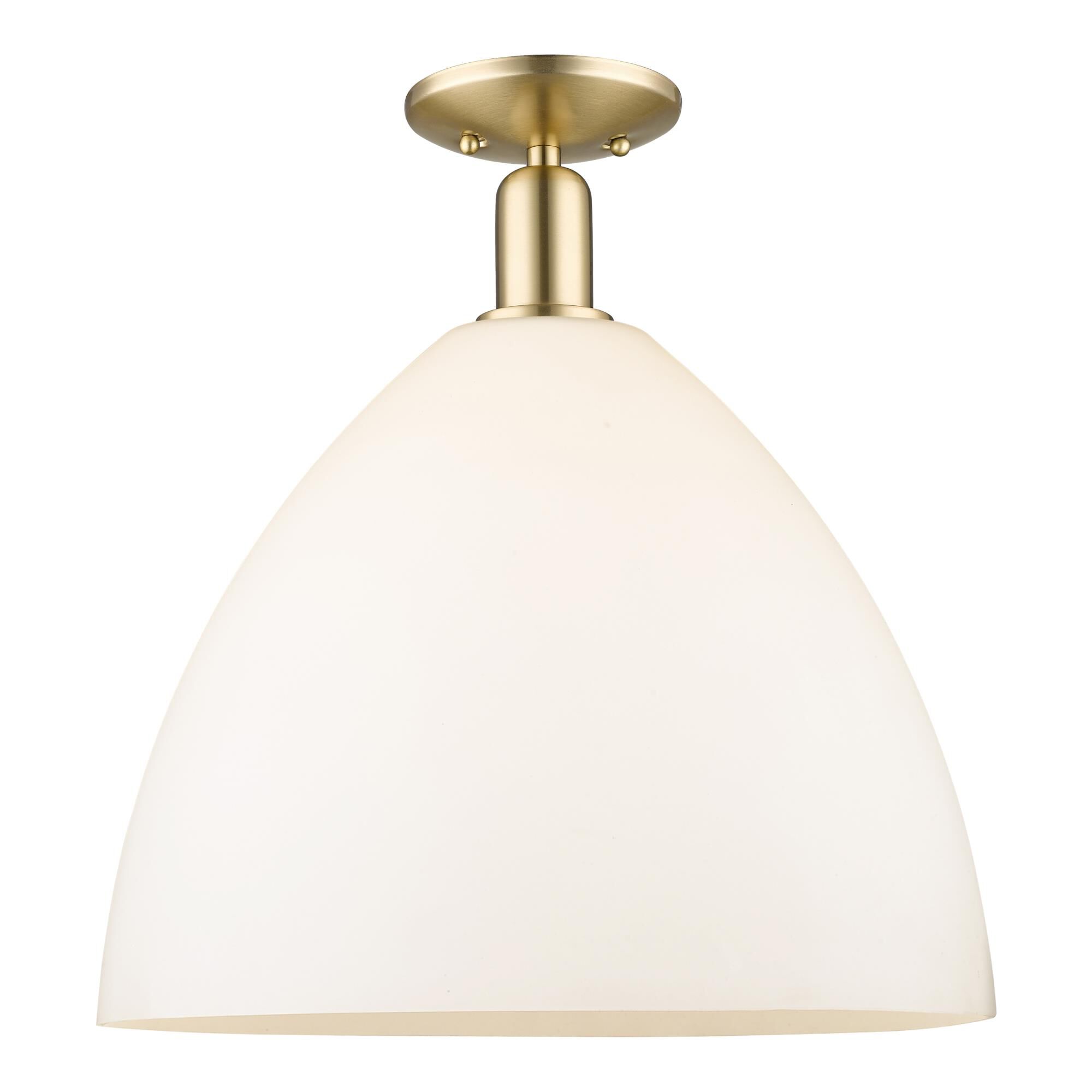 Shown in Champagne Bronze finish and Matte White glass