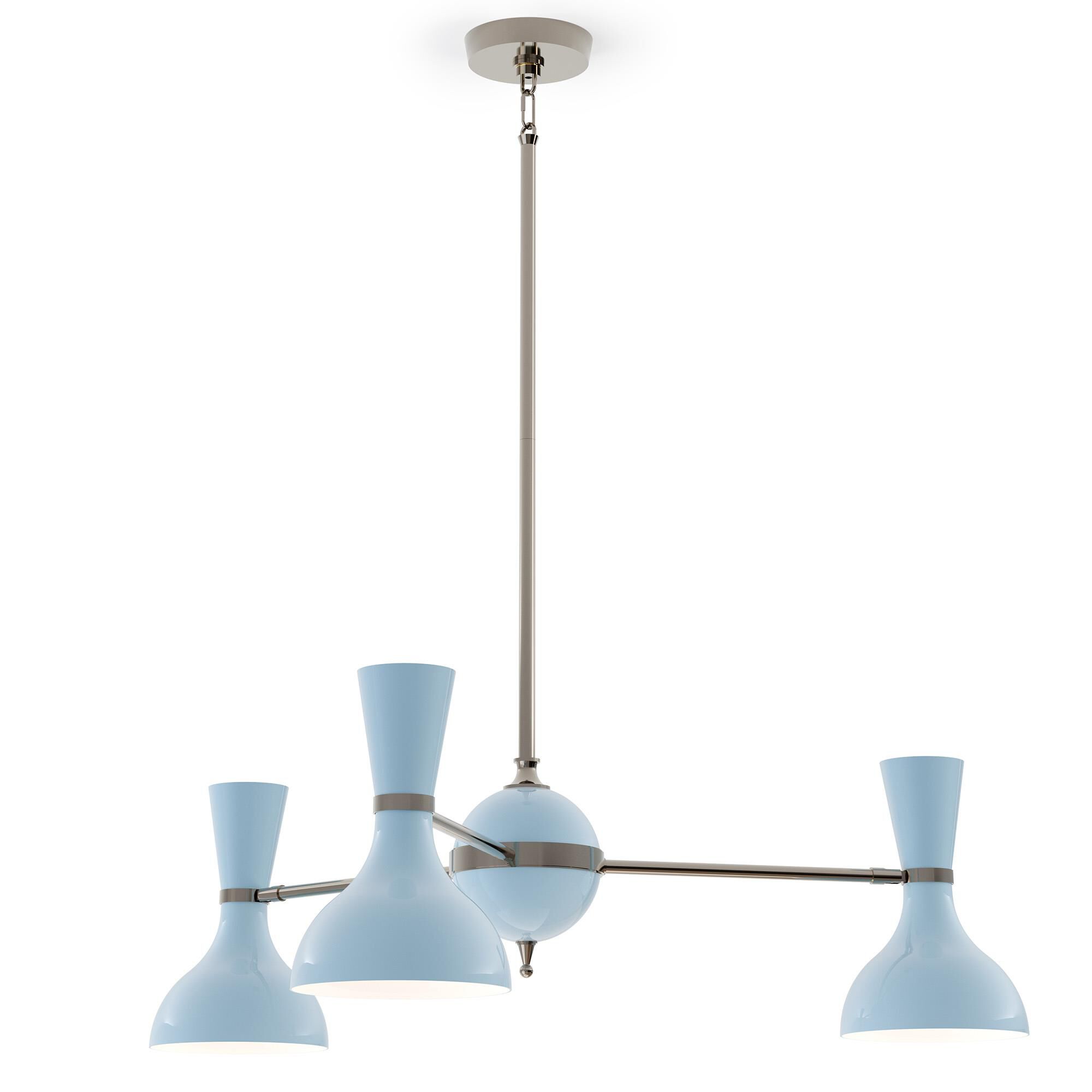 Shown in Polished Nickel finish and Baby Blue shade