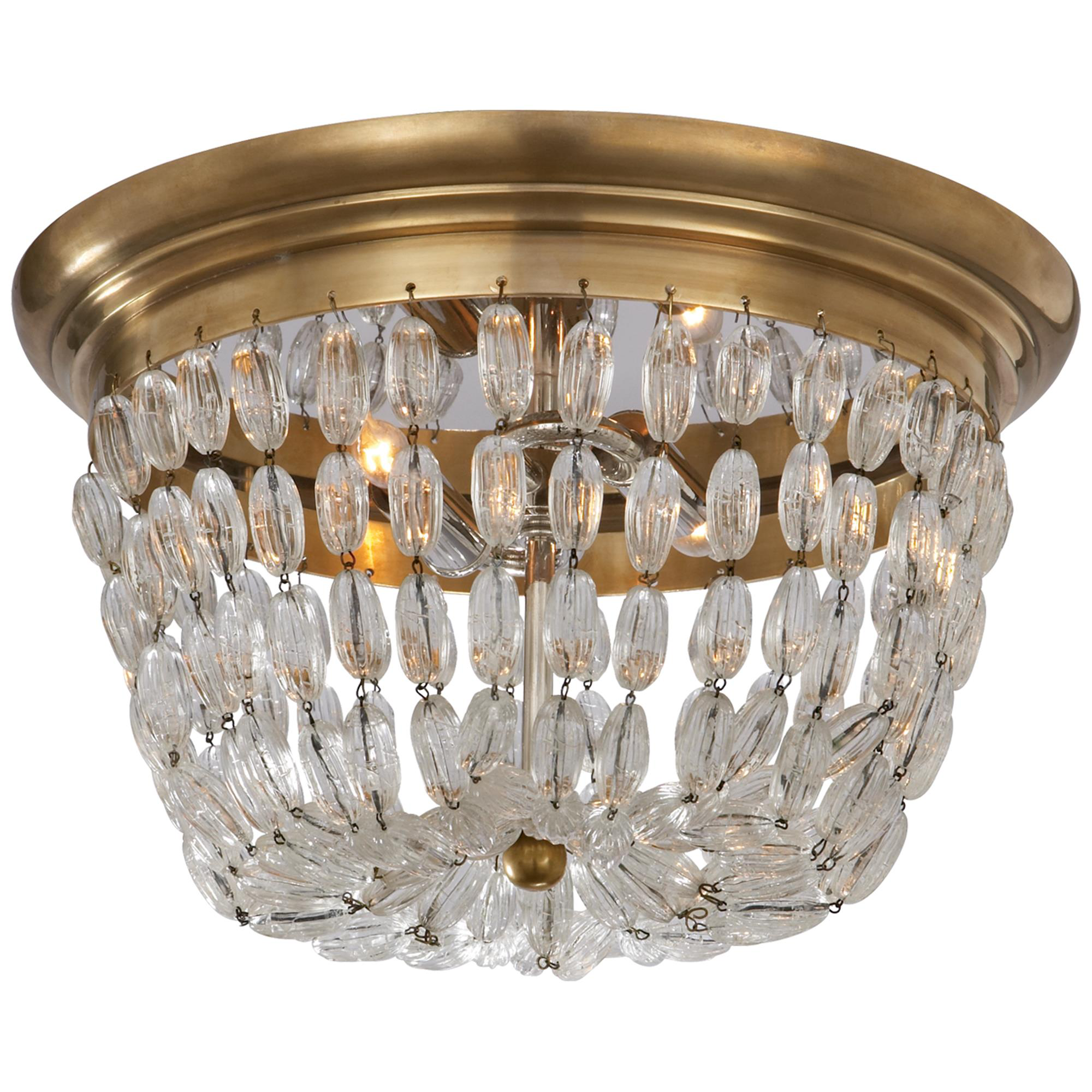 Shown in Antique-Burnished Brass finish and Seeded glass