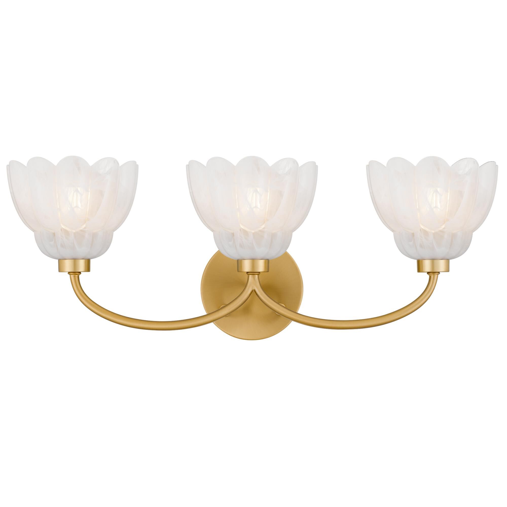 Shown in Brushed Gold finish and Alabaster Glass shade