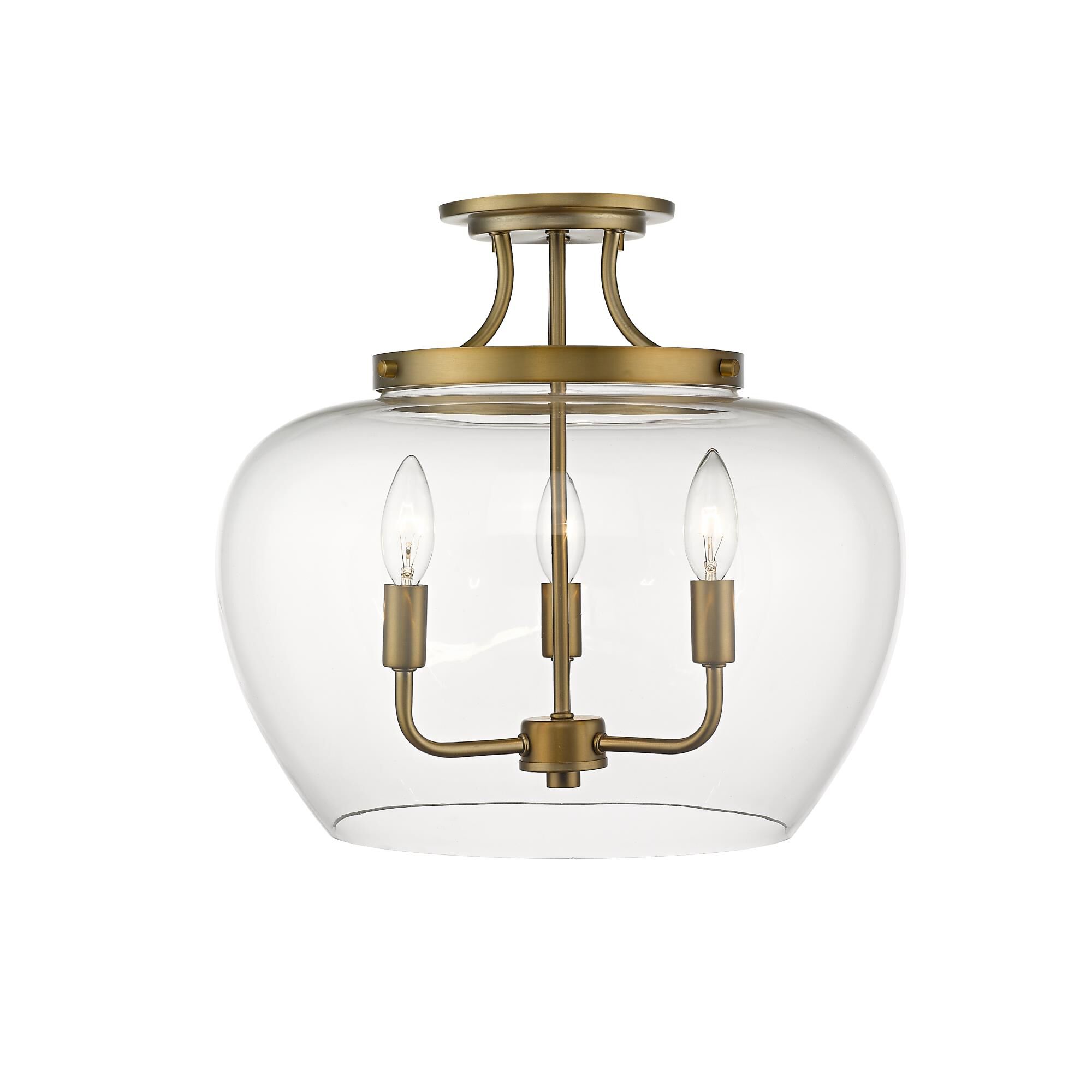 Shown in Olde Brass finish and Glass shade
