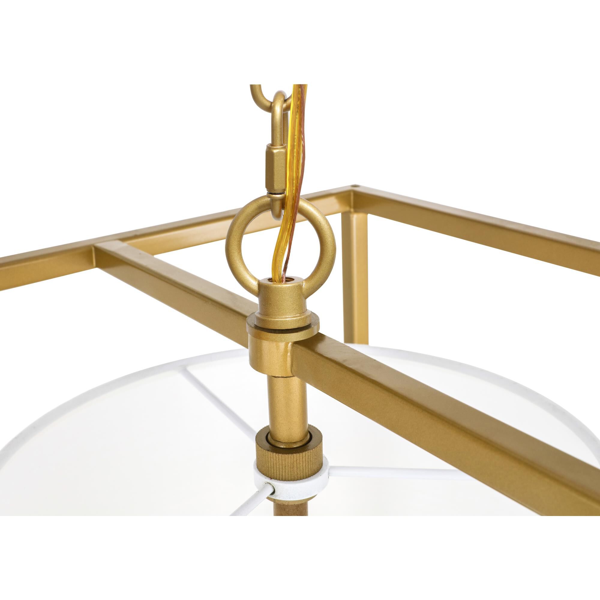 Shown in Brass finish and White Fabric shade