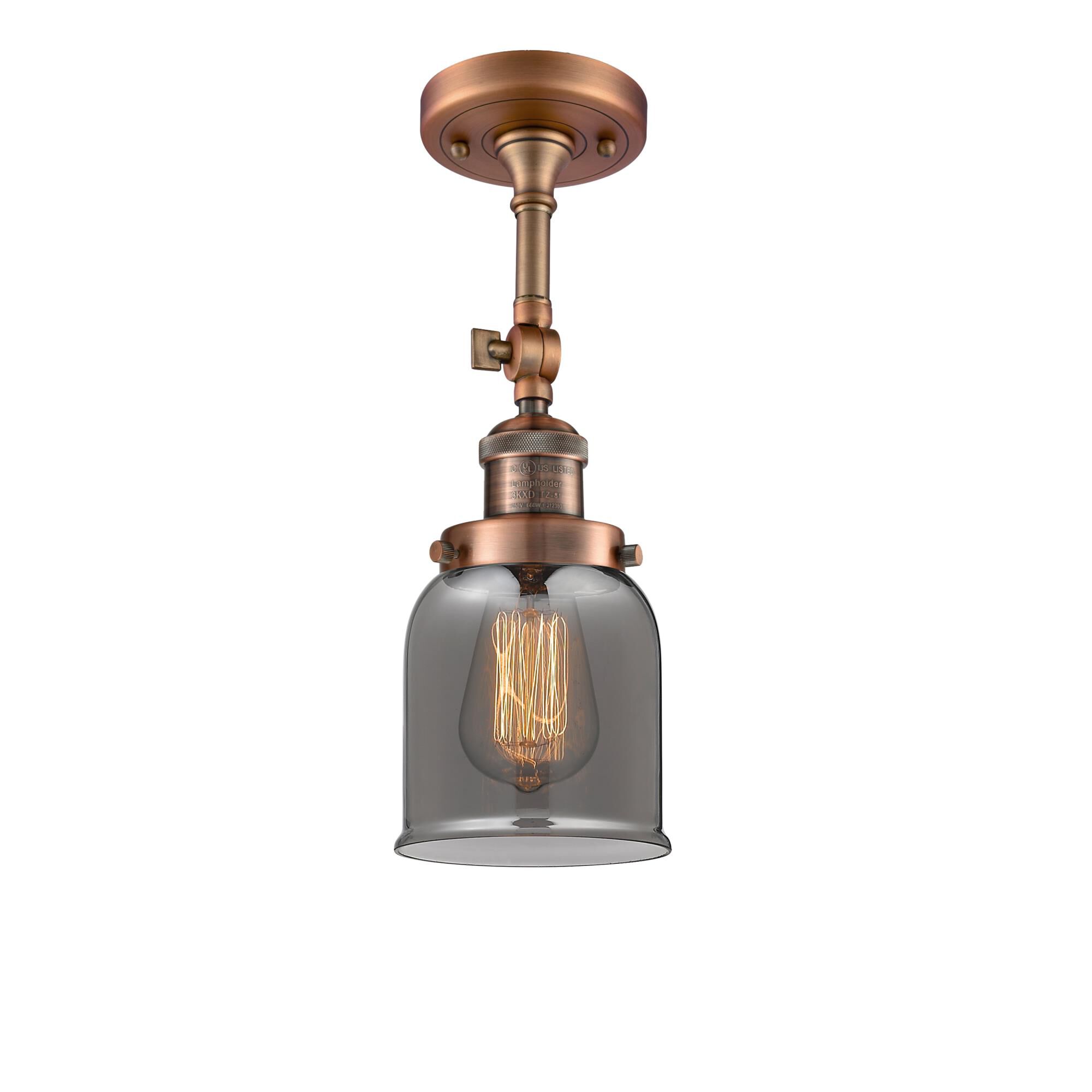 Shown in Antique Copper finish and Plated Smoked glass and None accent