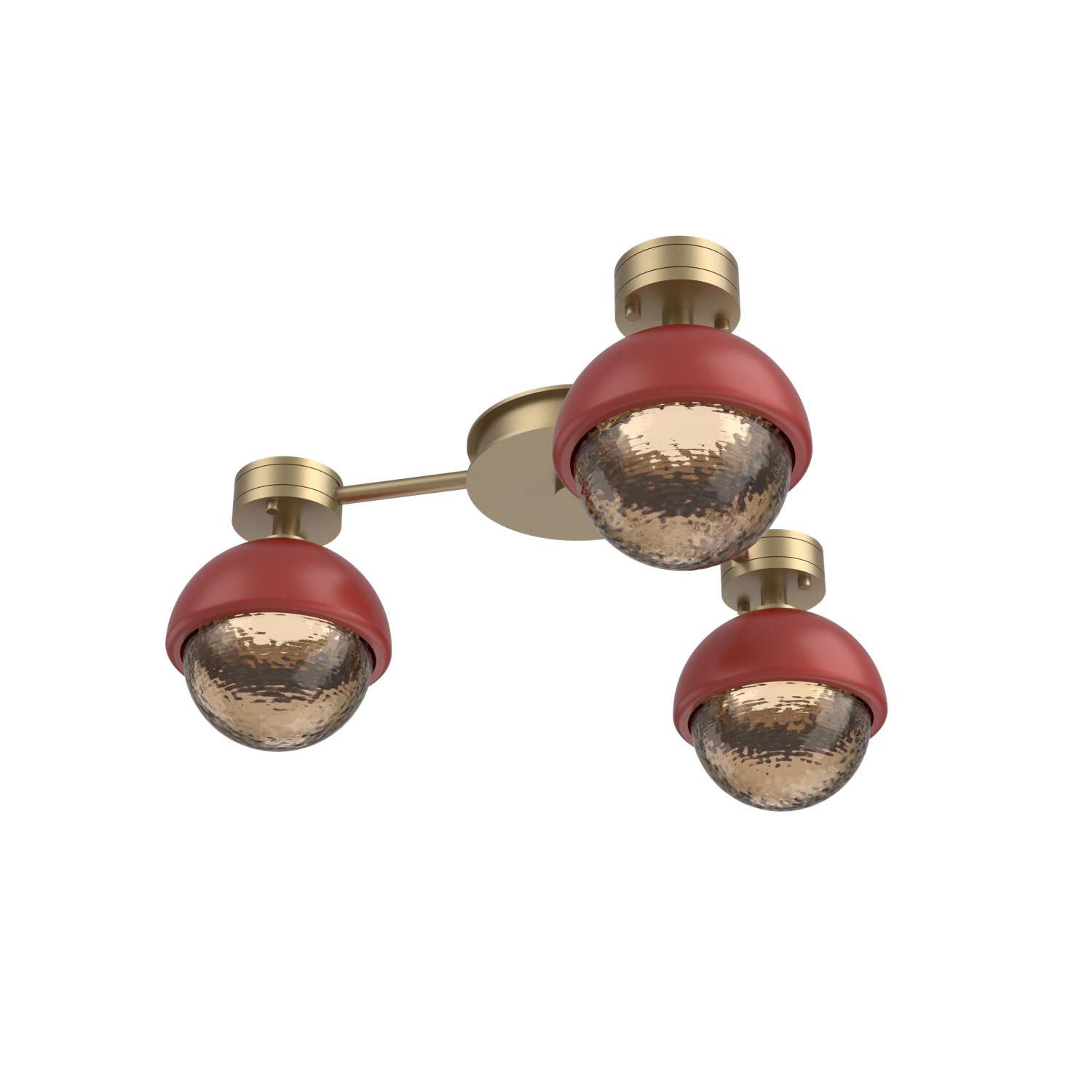 Shown in Gilded Brass finish and Bronze glass and Cinnamon Red accent