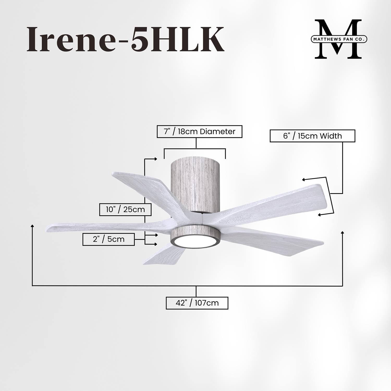 Irene 42 Inch Flush Mount Fan with Light Kit by Matthews Fan Company