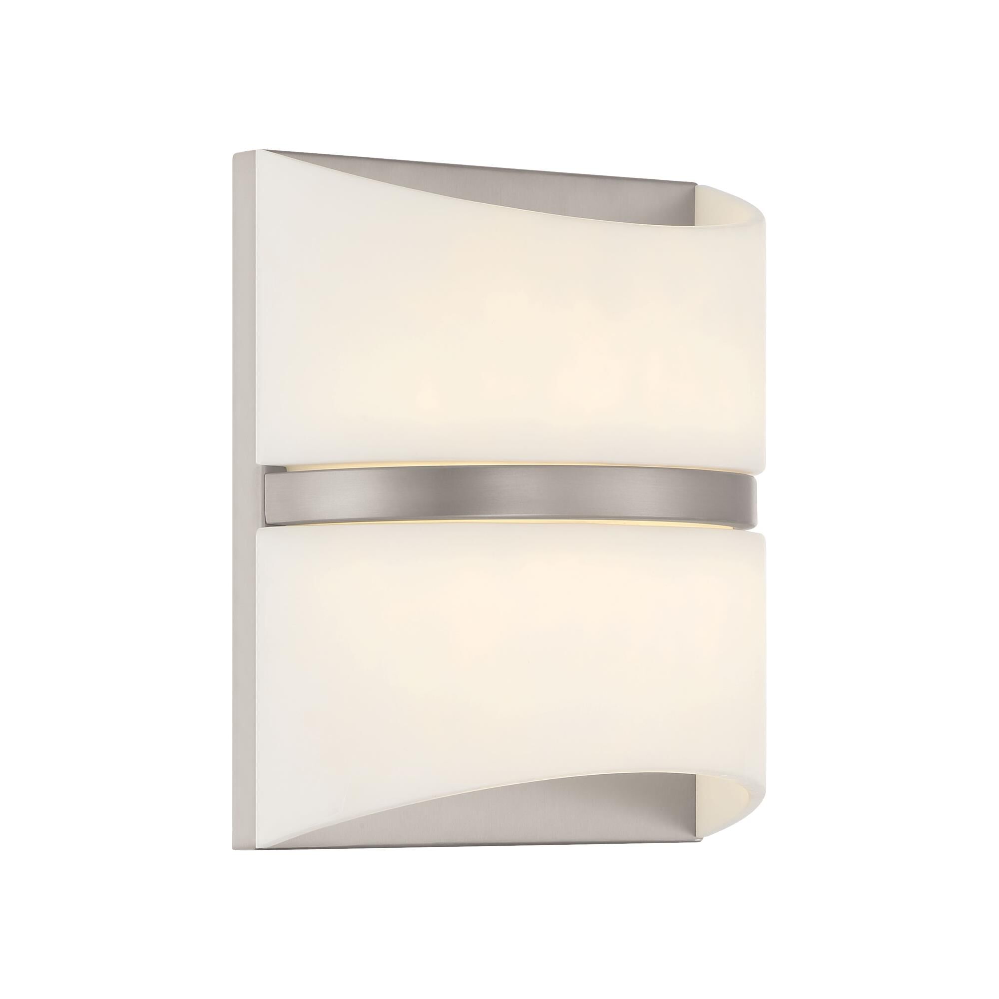 Shown in Brushed Nickel finish and White glass and Faux Alabaster shade