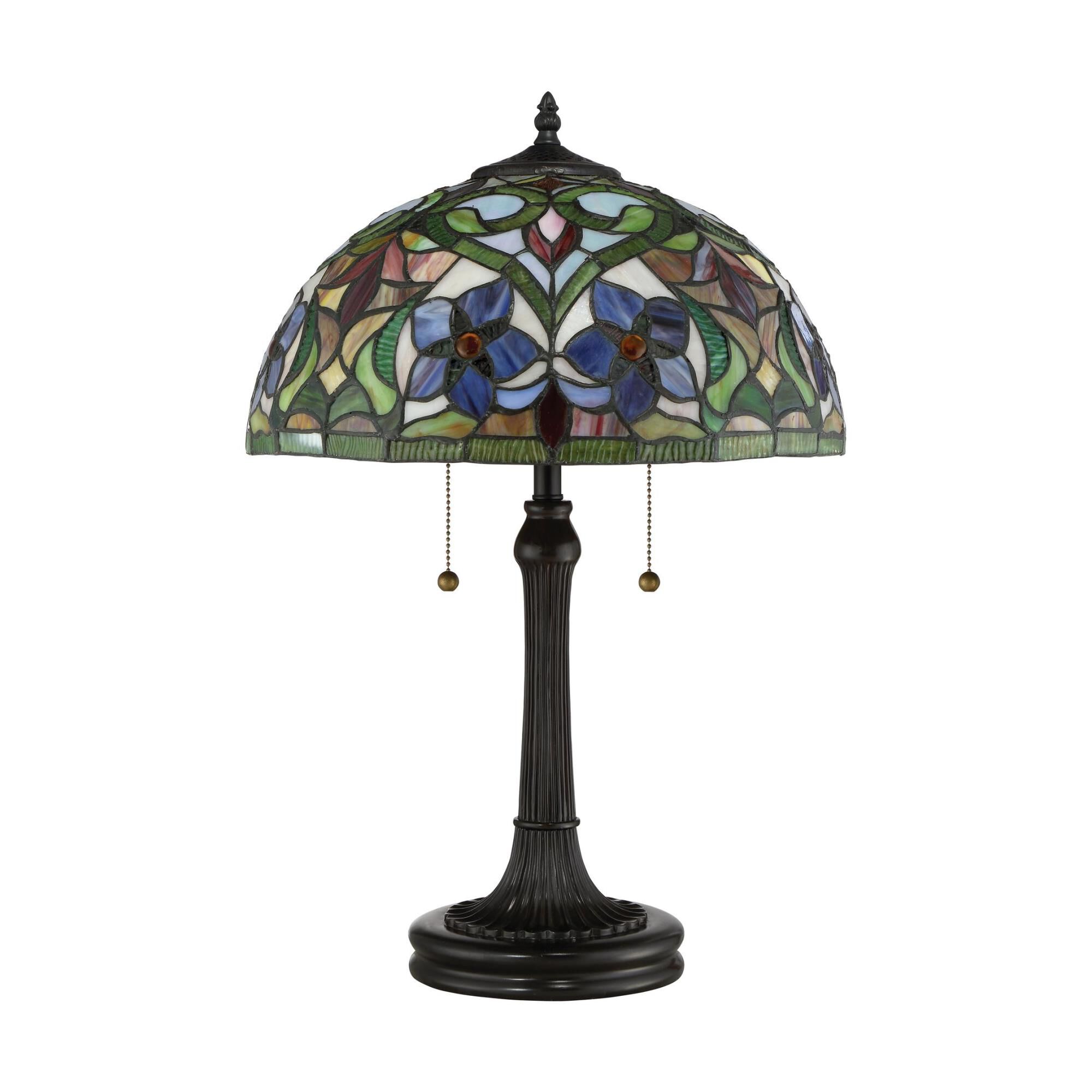 Shown in Vintage Bronze finish and Tiffany glass