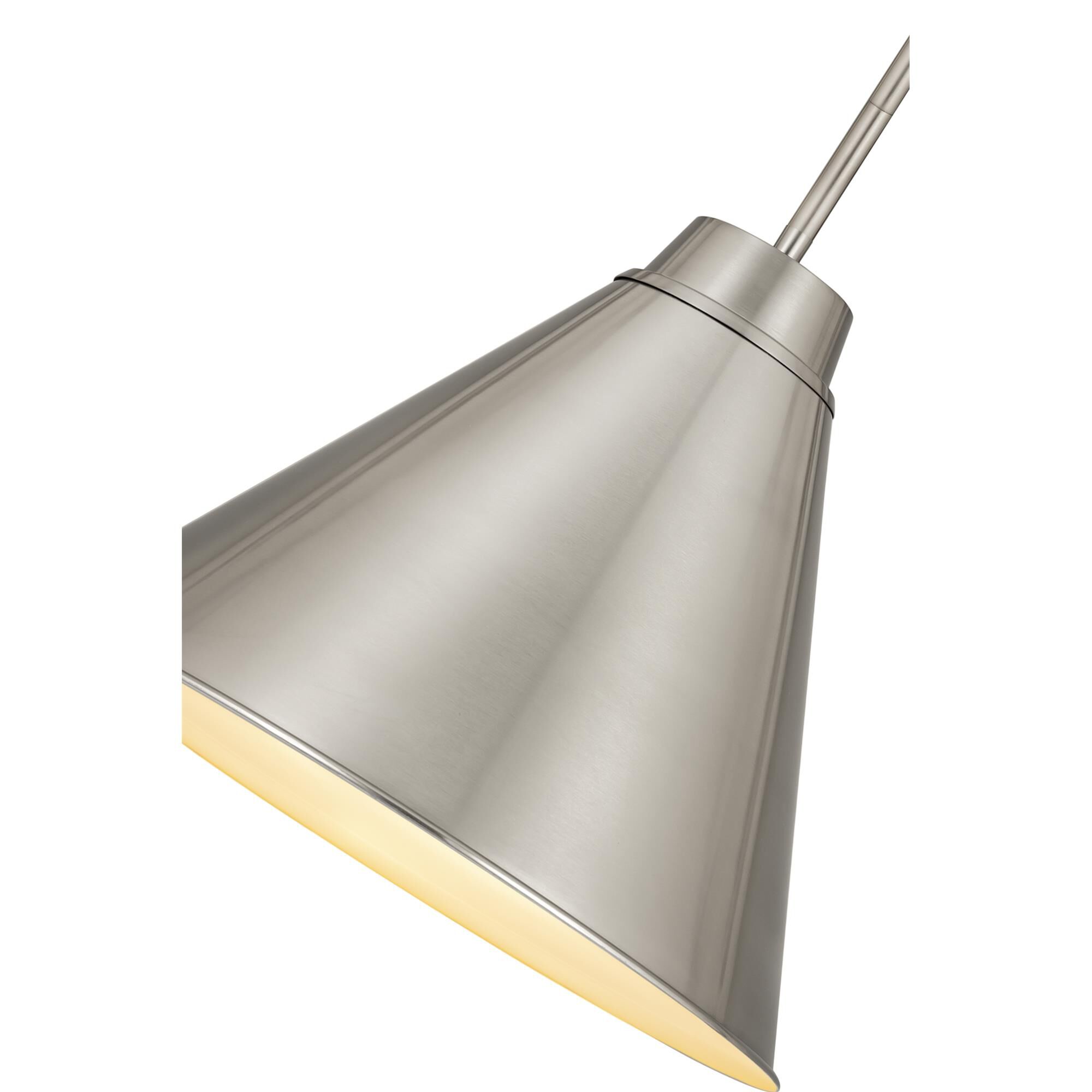Shown in Brushed Nickel finish and Iron glass and Iron shade