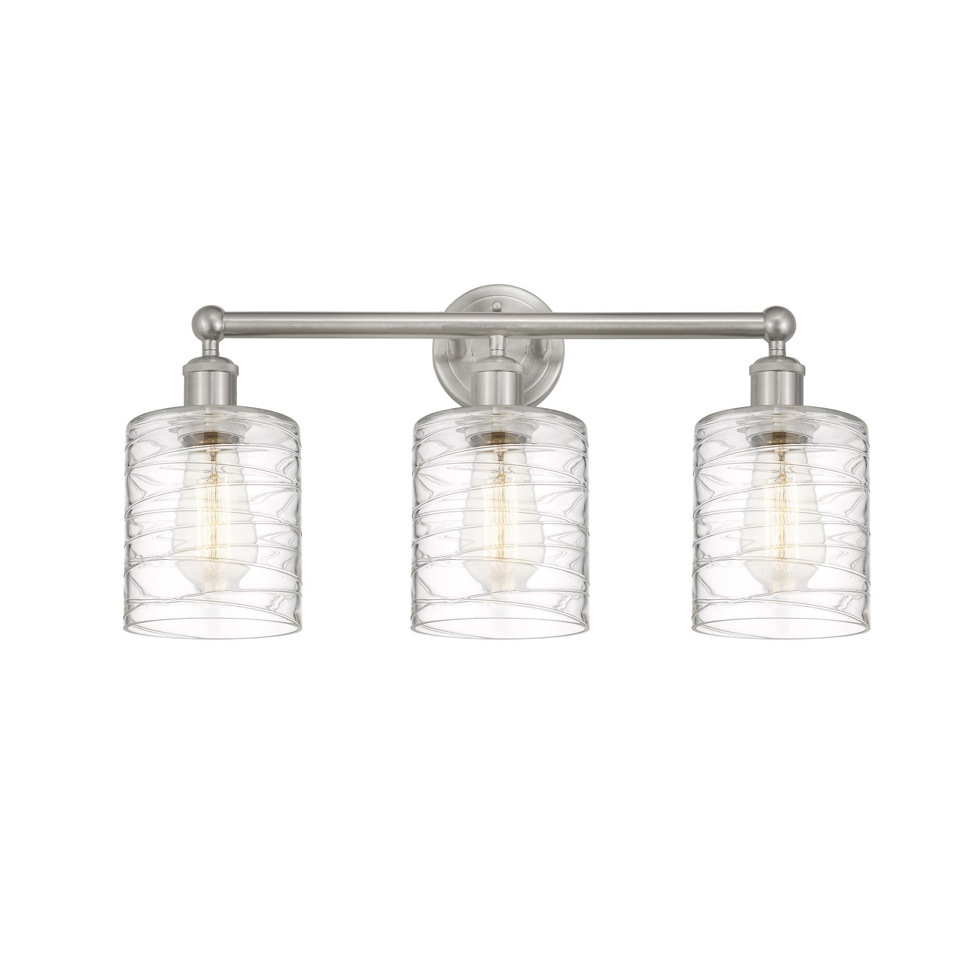 Shown in Brushed Satin Nickel, Deco Swirl finish and Deco Swirl glass and Deco Swirl Glass shade